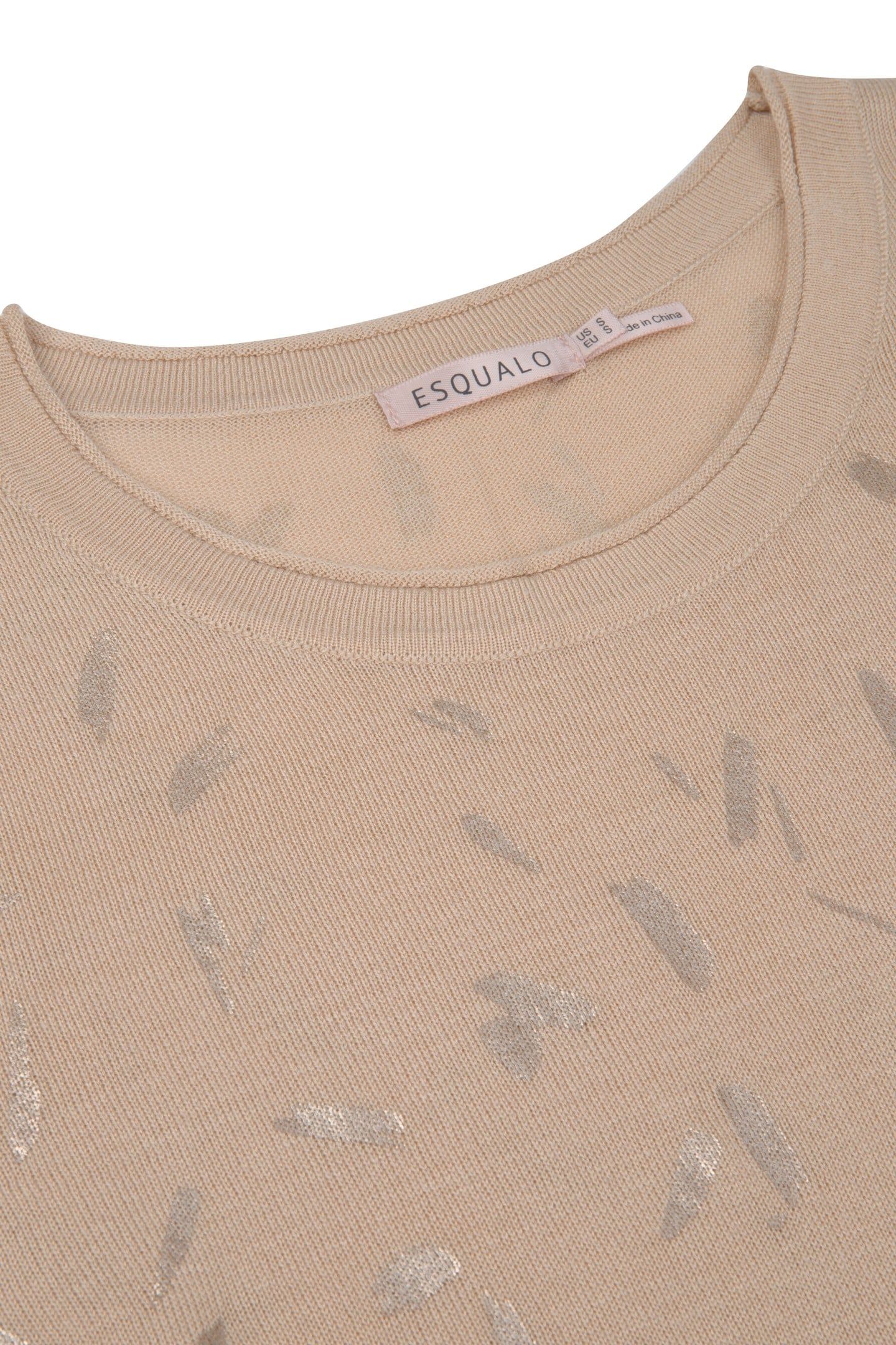 SWEATER FOIL PRINT L/SLV WARM SAND 5
