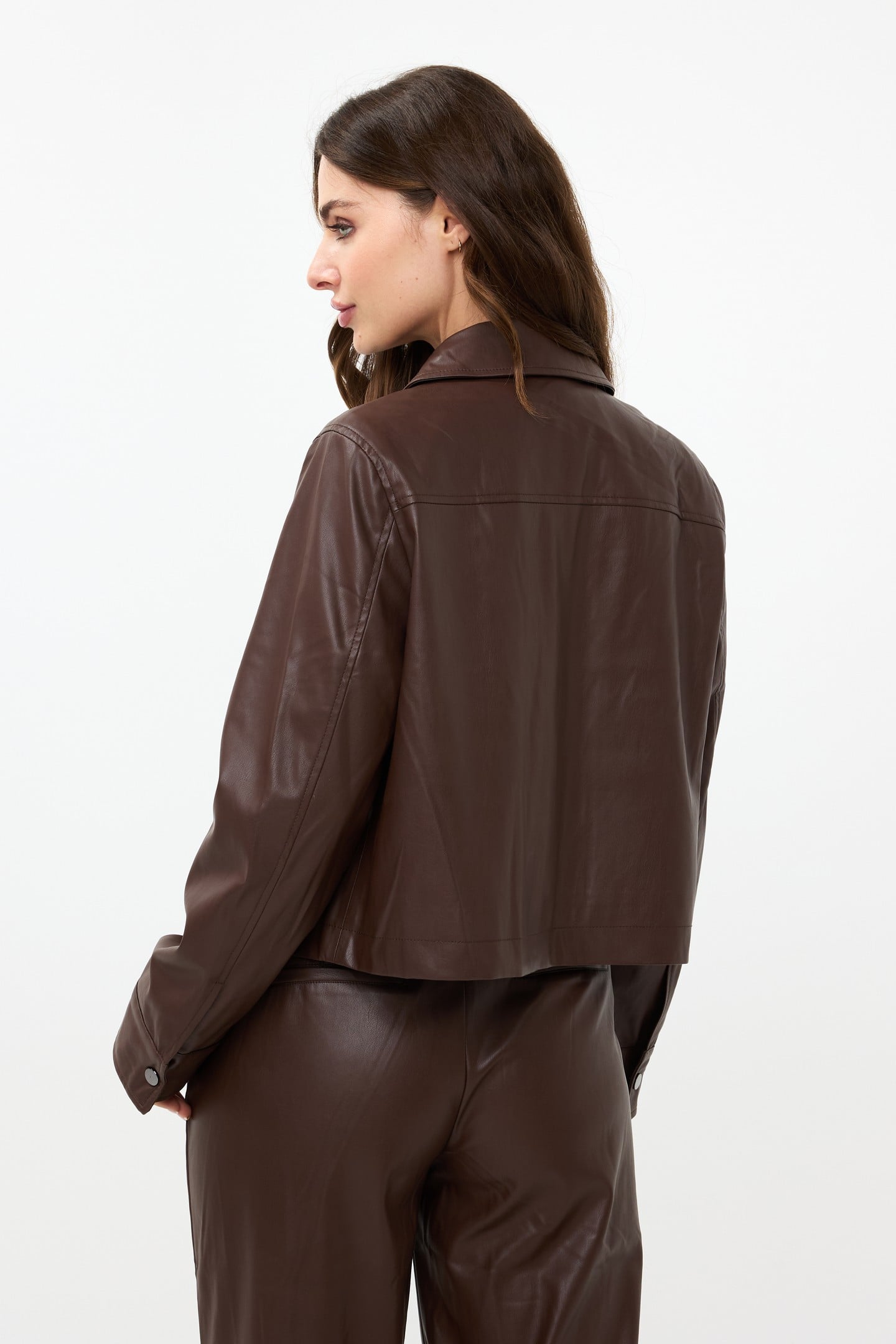 JACKET SHORT VEGAN LEATHER CHOCOLATE 4