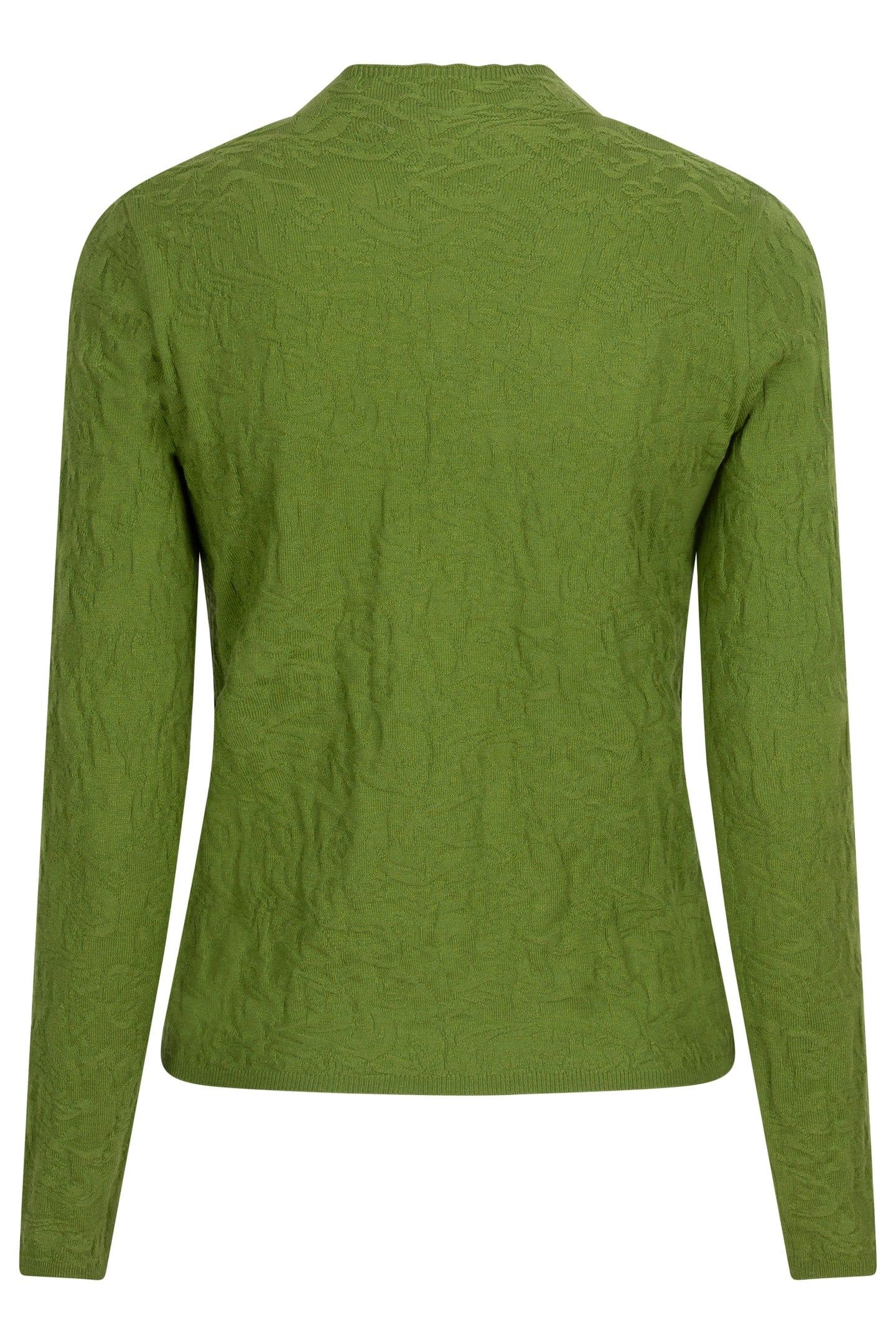 SWEATER SOLID JACQUARD FOREST GREEN 6