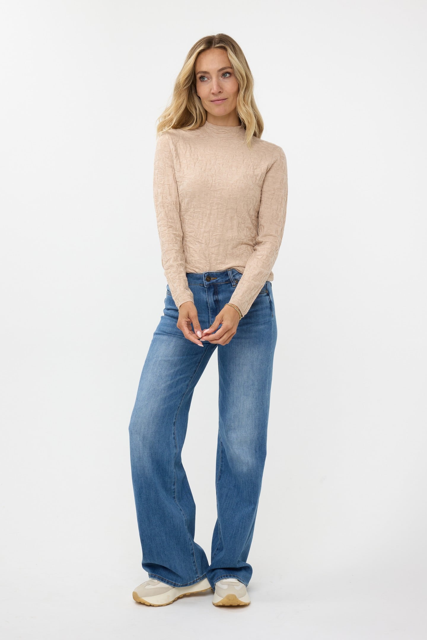 SWEATER SOLID JACQUARD BEIGE 1