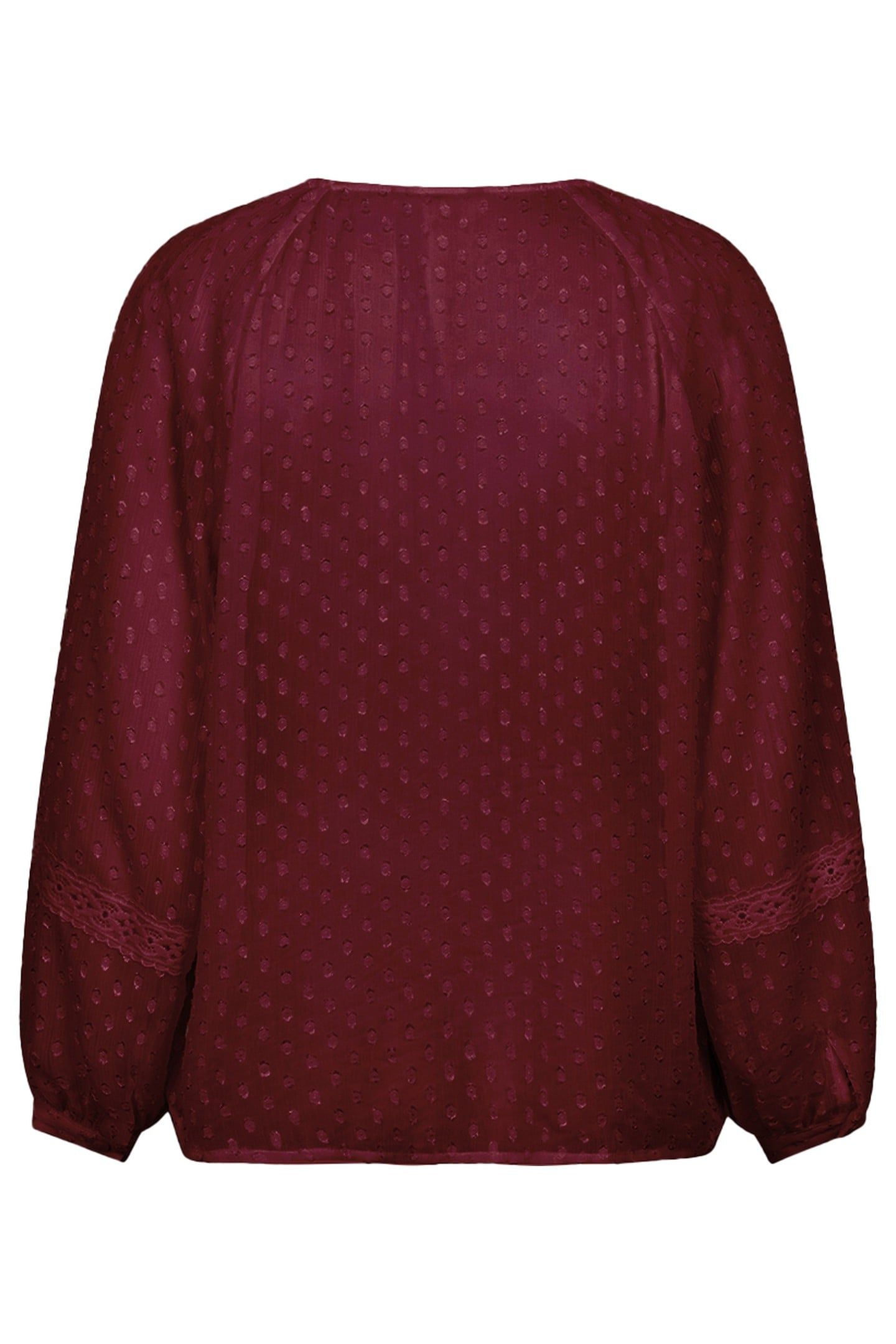 BLOUSE PLUMETIS EMBROIDERY TAPE WINE RED 2