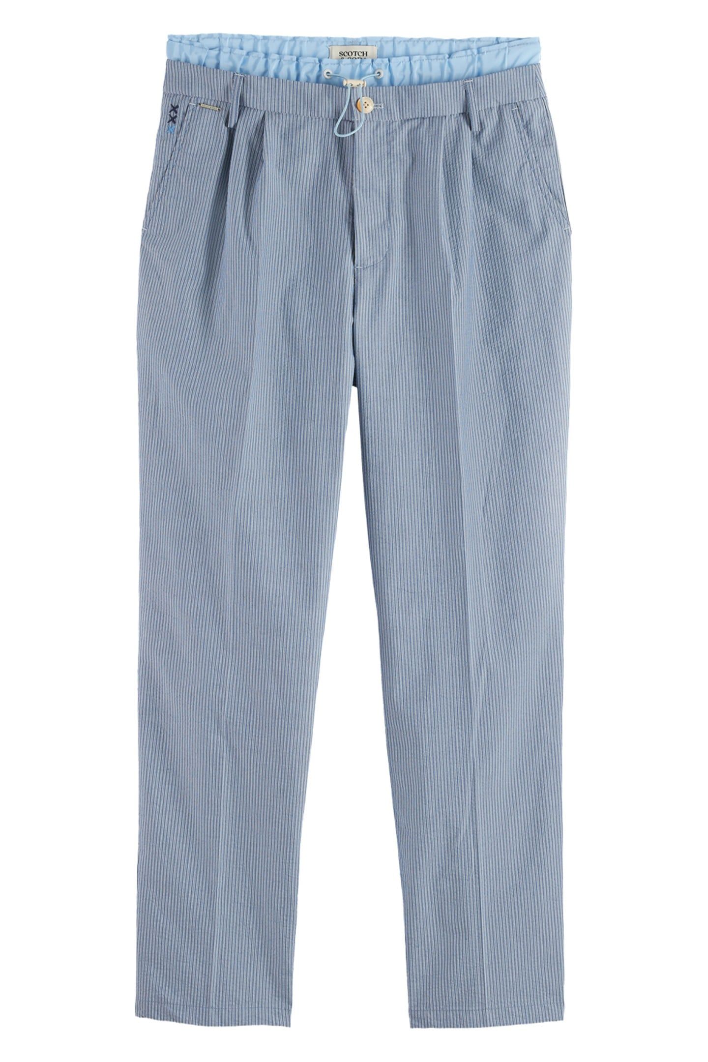 NYLON-TRIMMED LOOSE TAPERED SEERSUCKER CHINO ATLANTIC BLUE S 1