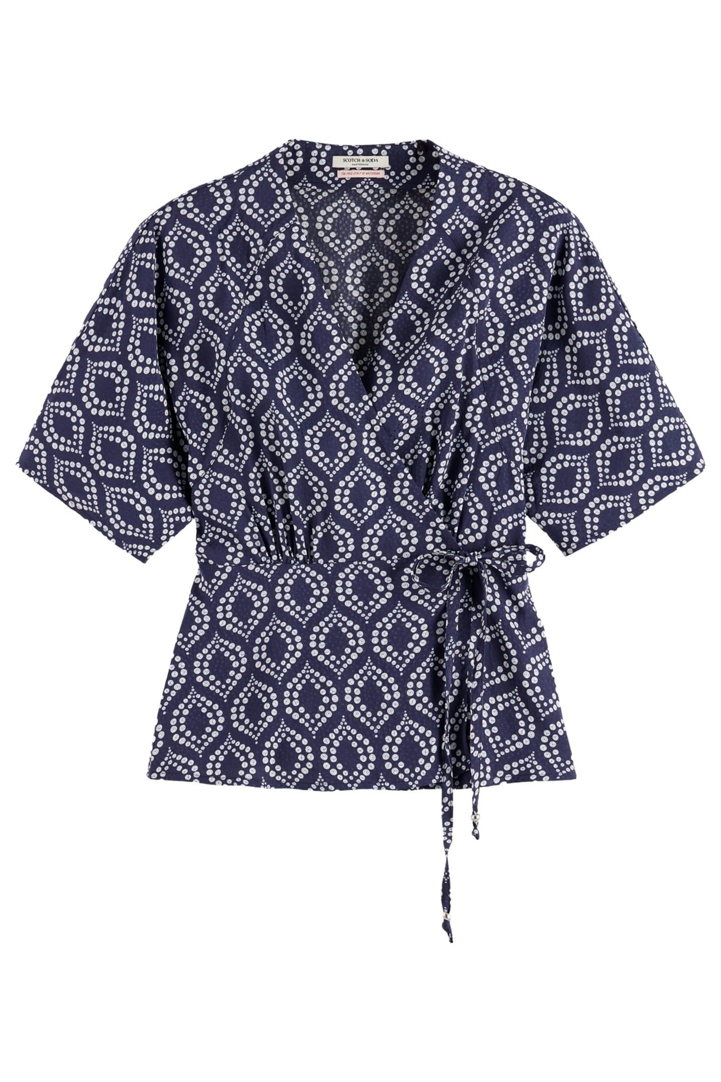 WRAP TOP IN VISCOSE JACQUARD GEOMETRIC BASEBALL 1