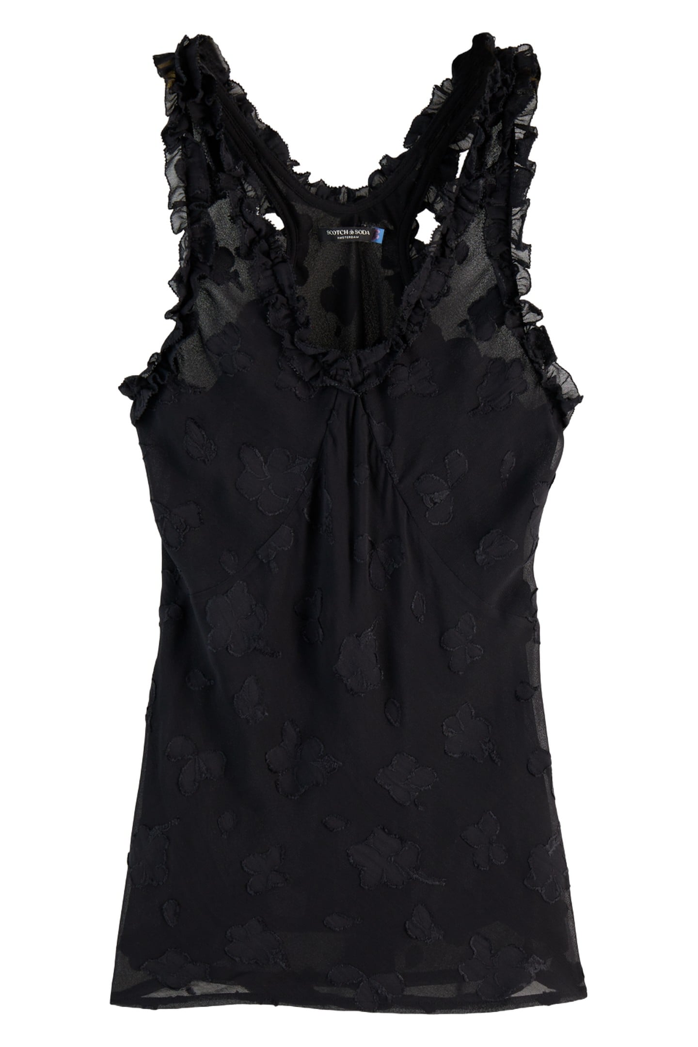 RUFFLE TANK BLACK 1