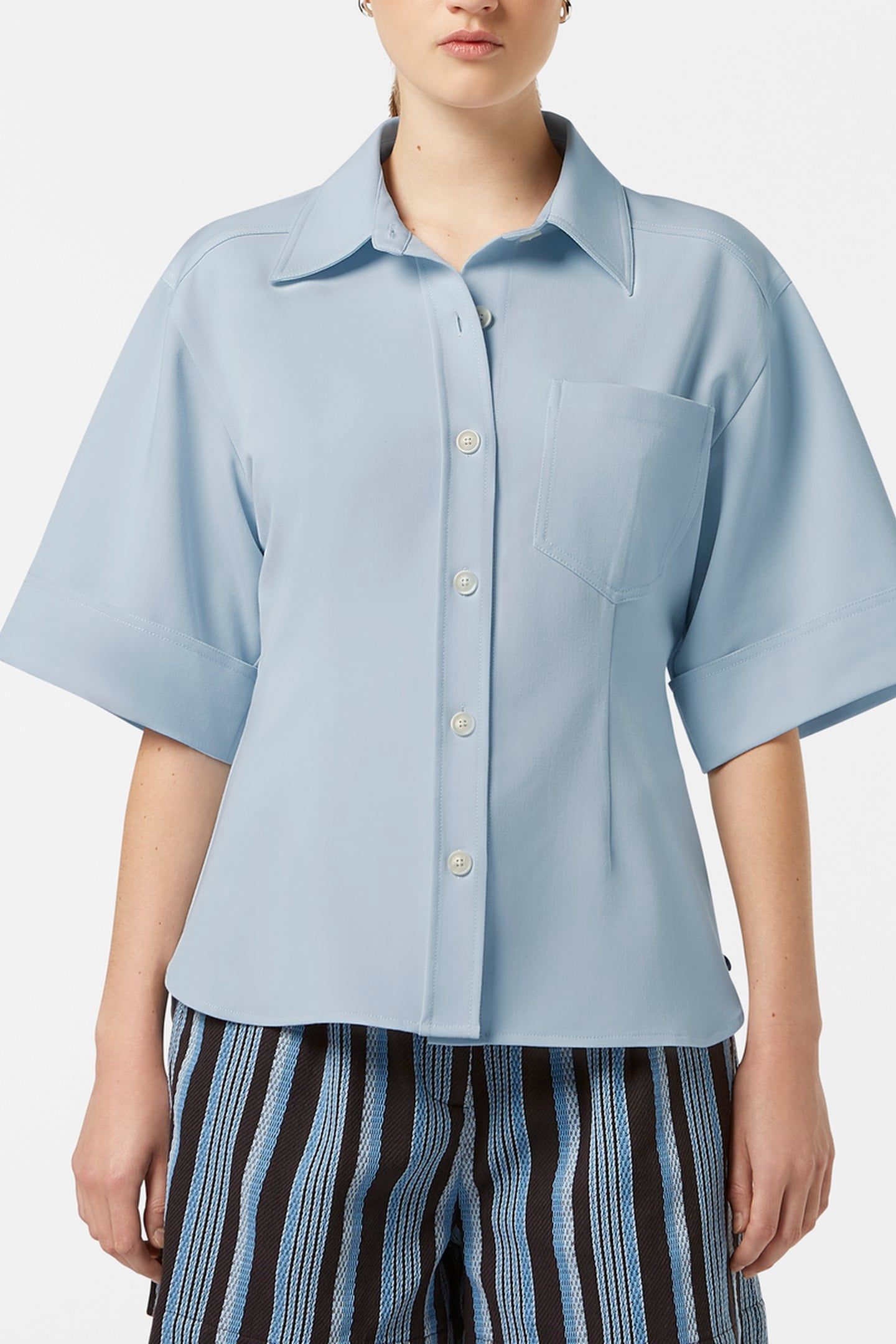 FITTED SHORT SLEEVE SHIRT SHIRTING BLUE 2