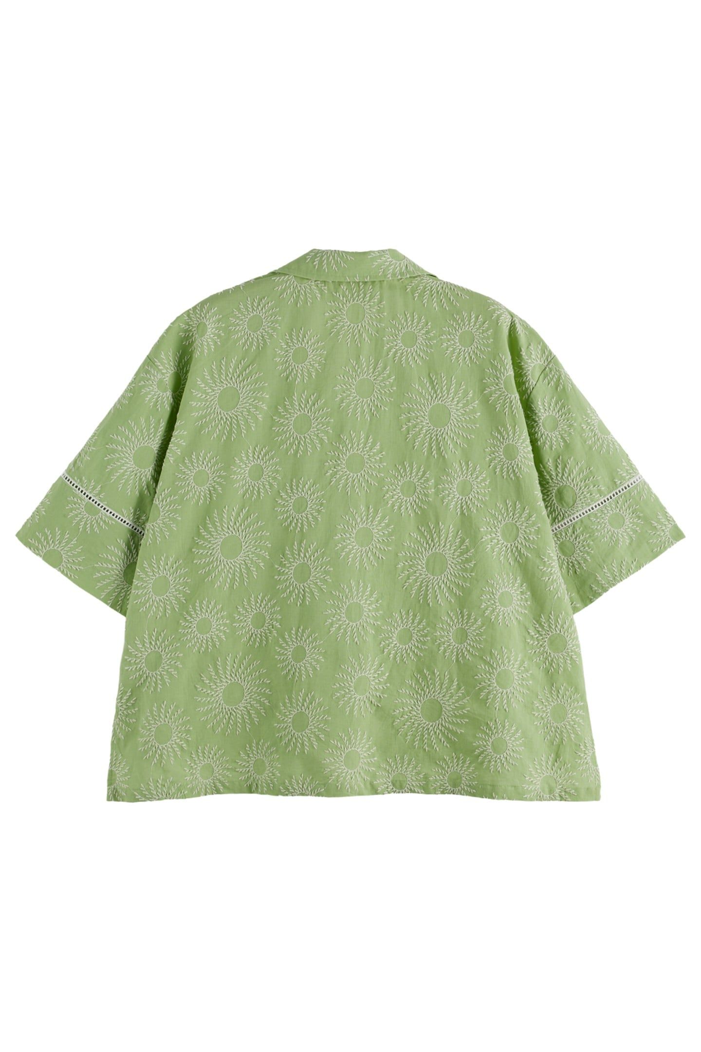 COTTON LINEN EMBROIDERED SHORT SLEEVE SHIRT PISTACHIO 2