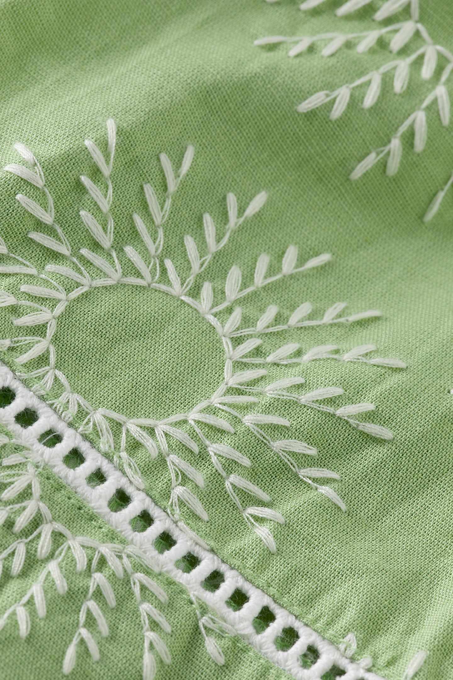 COTTON LINEN EMBROIDERED SHORT SLEEVE SHIRT PISTACHIO 7