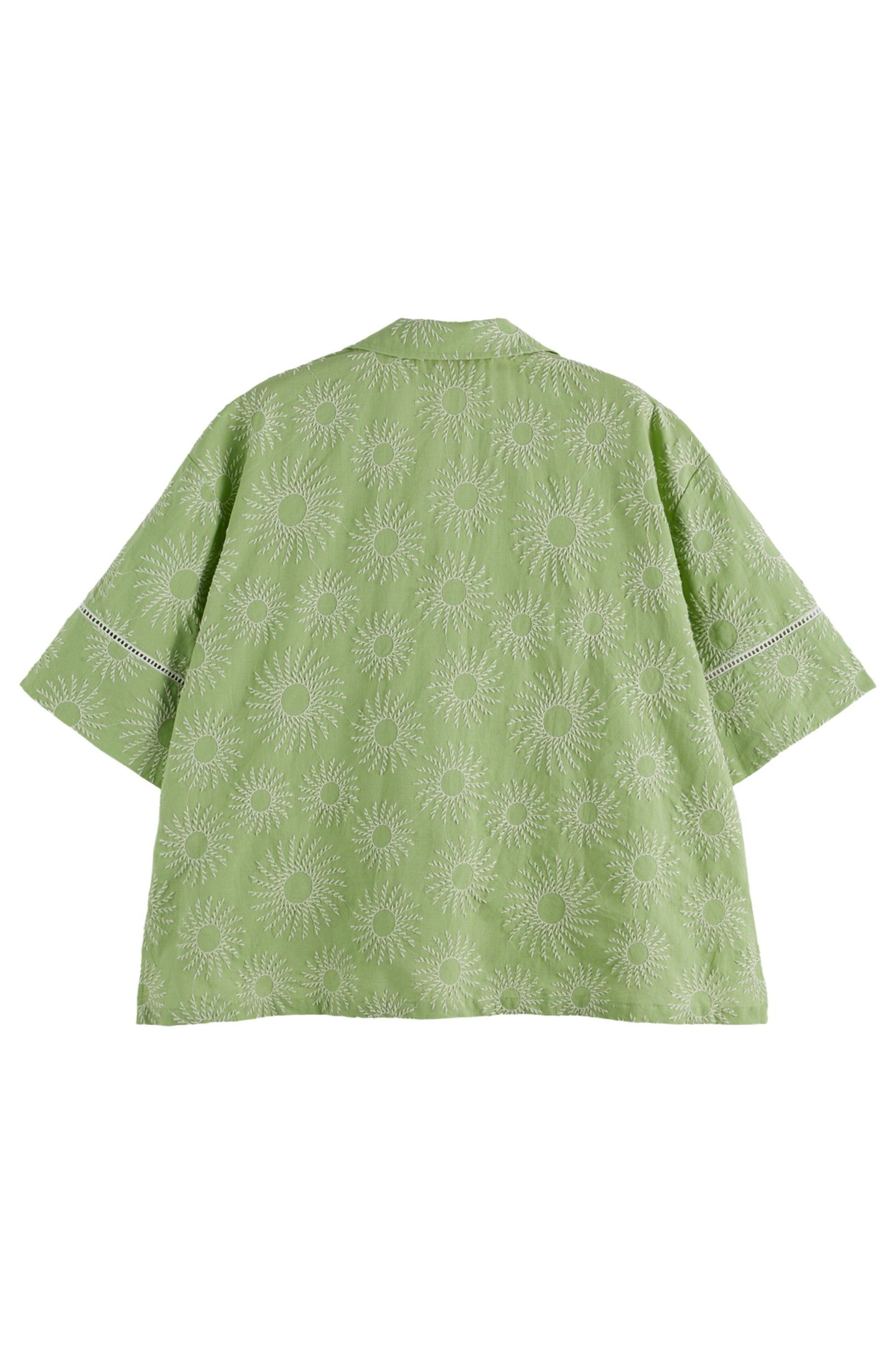 COTTON LINEN EMBROIDERED SHORT SLEEVE SHIRT PISTACHIO 5