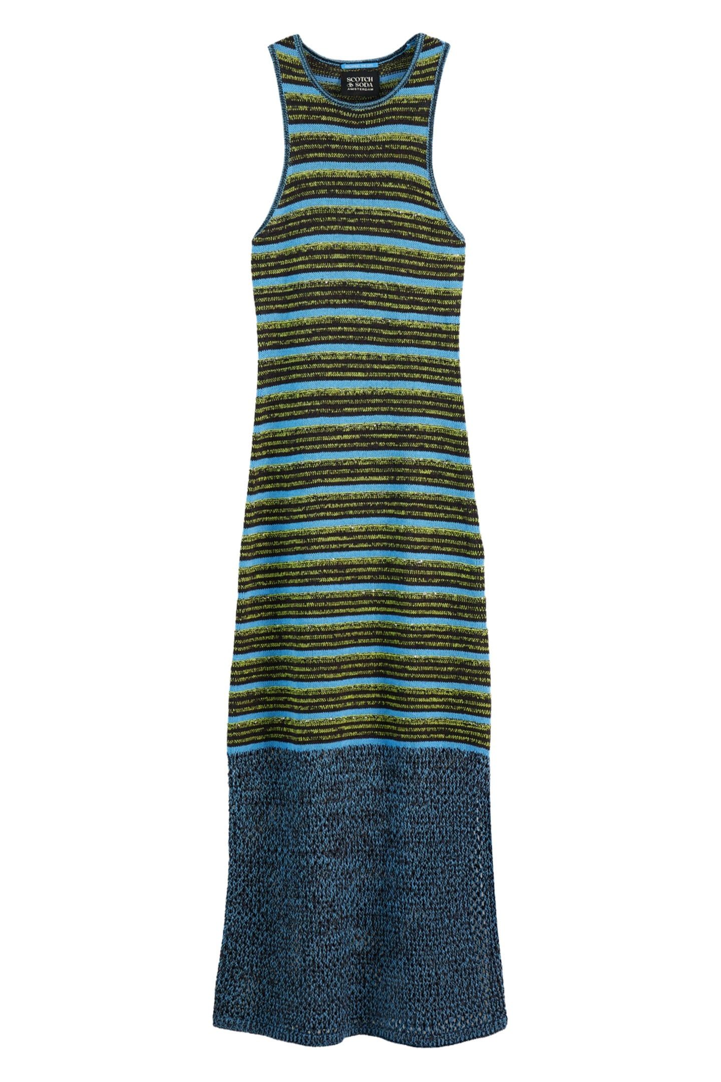 SEQUIN STRIPE KNITTED DRESS WASHED BLACK 3