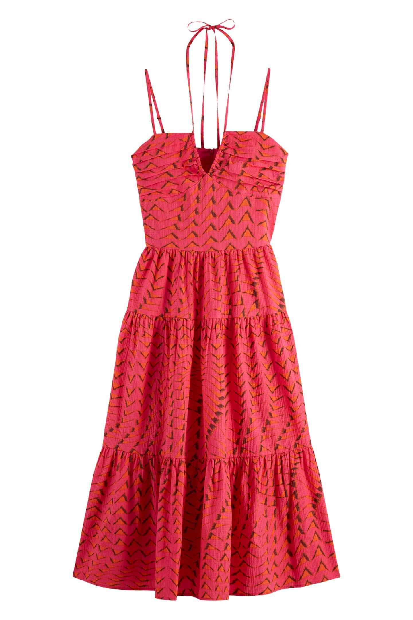 COTTON SEERSUCKER MIDI DRESS HOUSE OF MIRRORS PINK 3