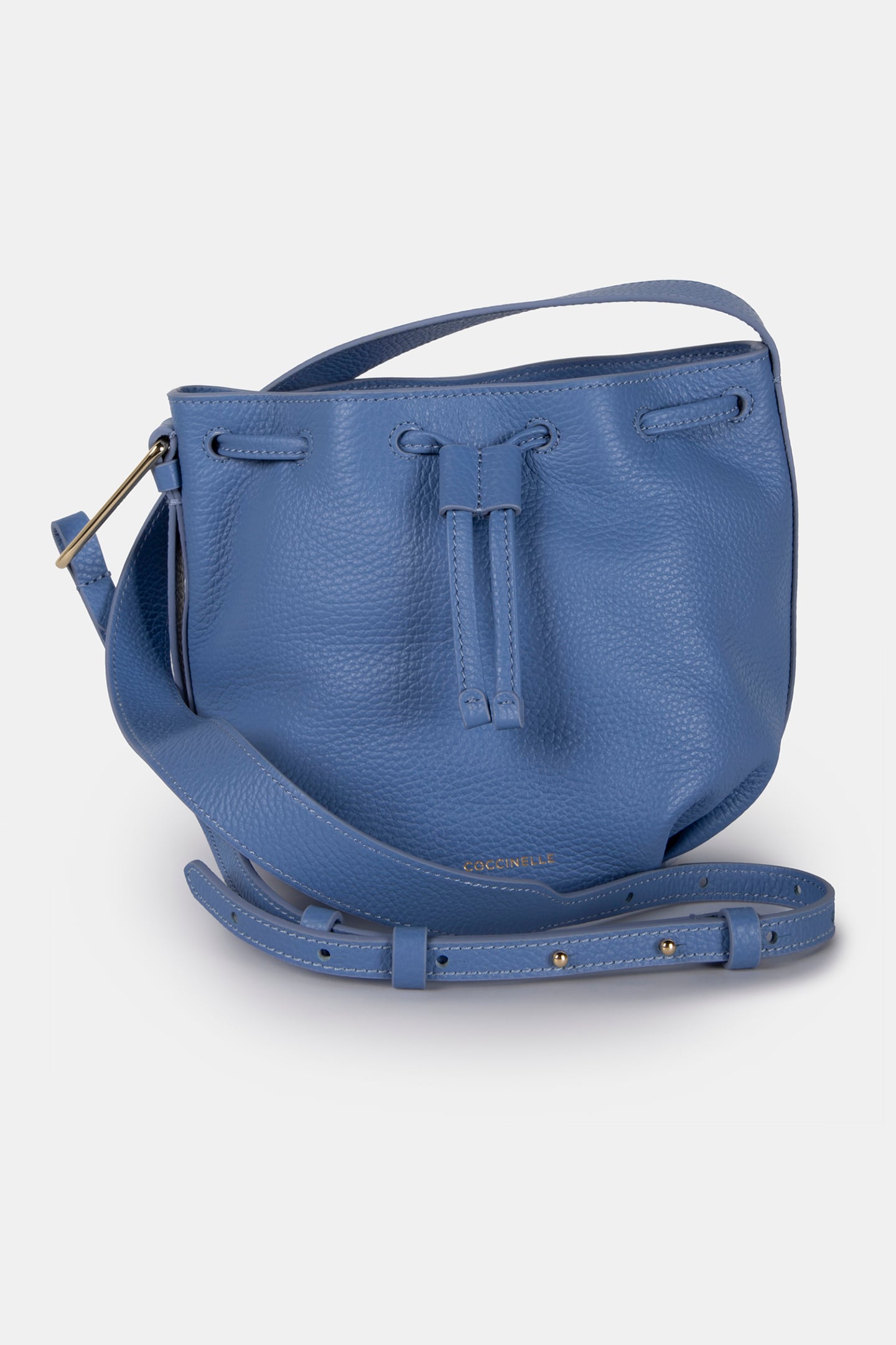 GRAINED LEATHER CROSS BODY BAG IN LIGHT BLUE 2