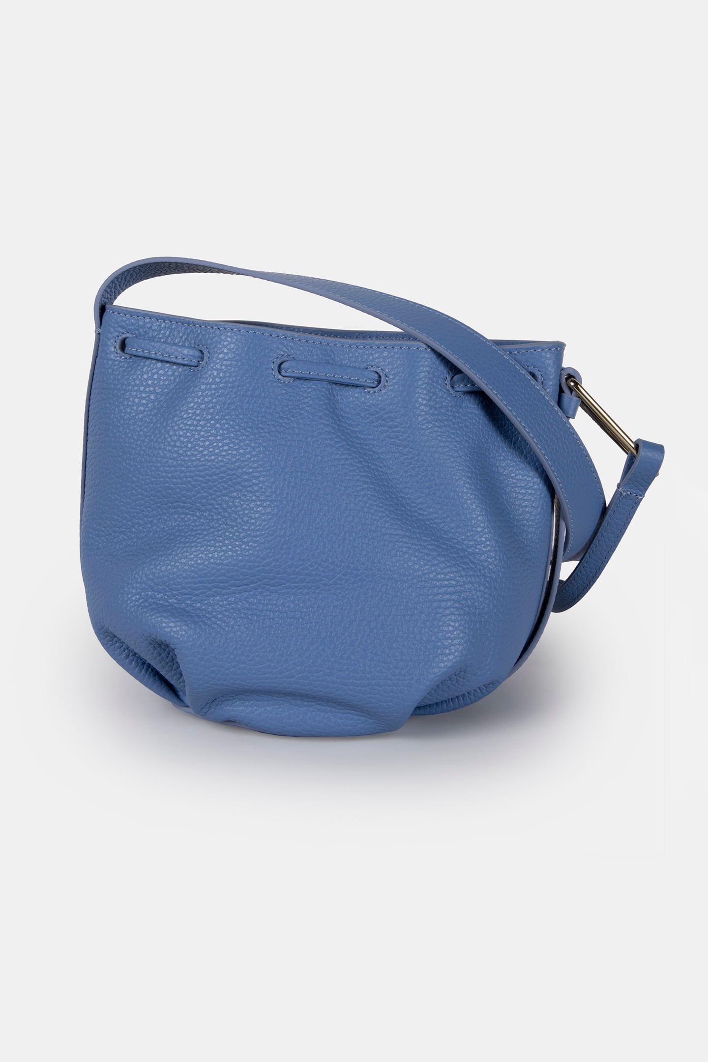 GRAINED LEATHER CROSS BODY BAG IN LIGHT BLUE 4