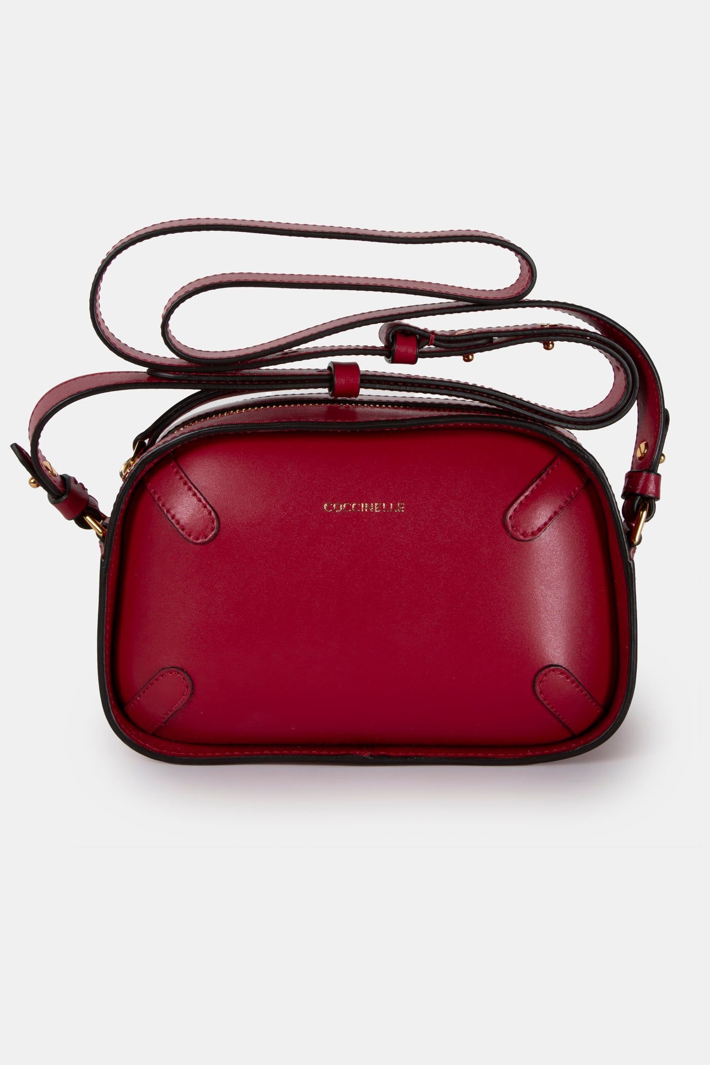 GRAINED LEATHER CROSS BODY CAMERA BAG IN BURGUNDY 2