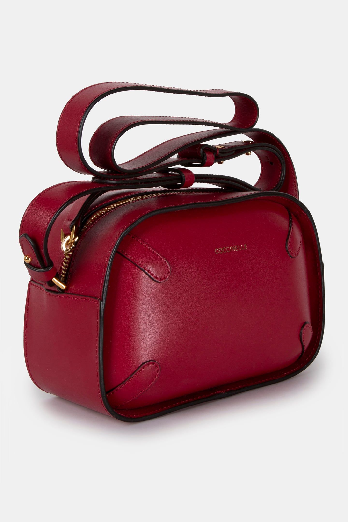 GRAINED LEATHER CROSS BODY CAMERA BAG IN BURGUNDY 3