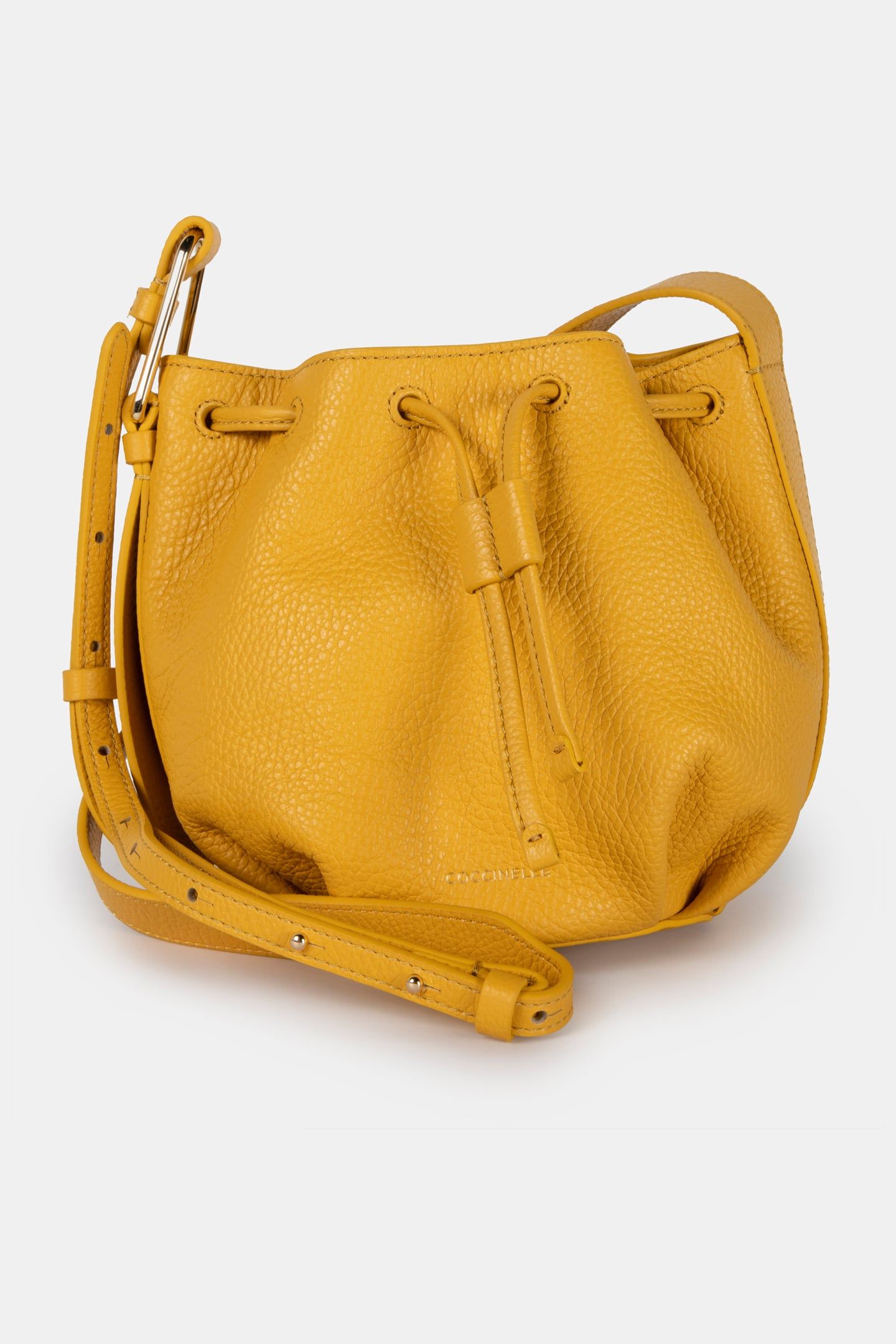 GRAINED LEATHER CROSS BODY BAG IN MUSTARD YELLOW 2