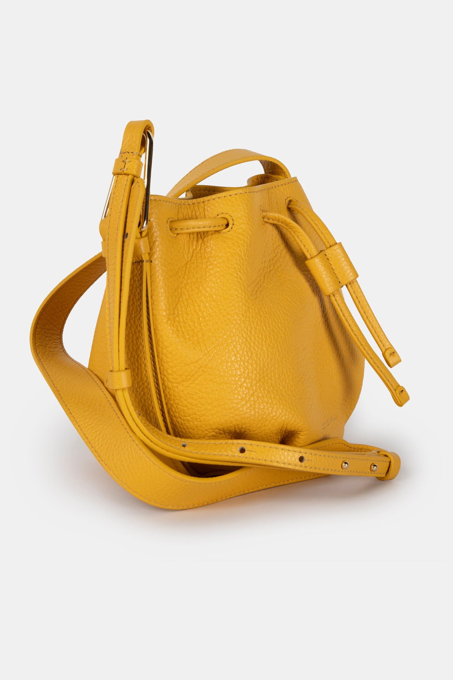 GRAINED LEATHER CROSS BODY BAG IN MUSTARD YELLOW 3