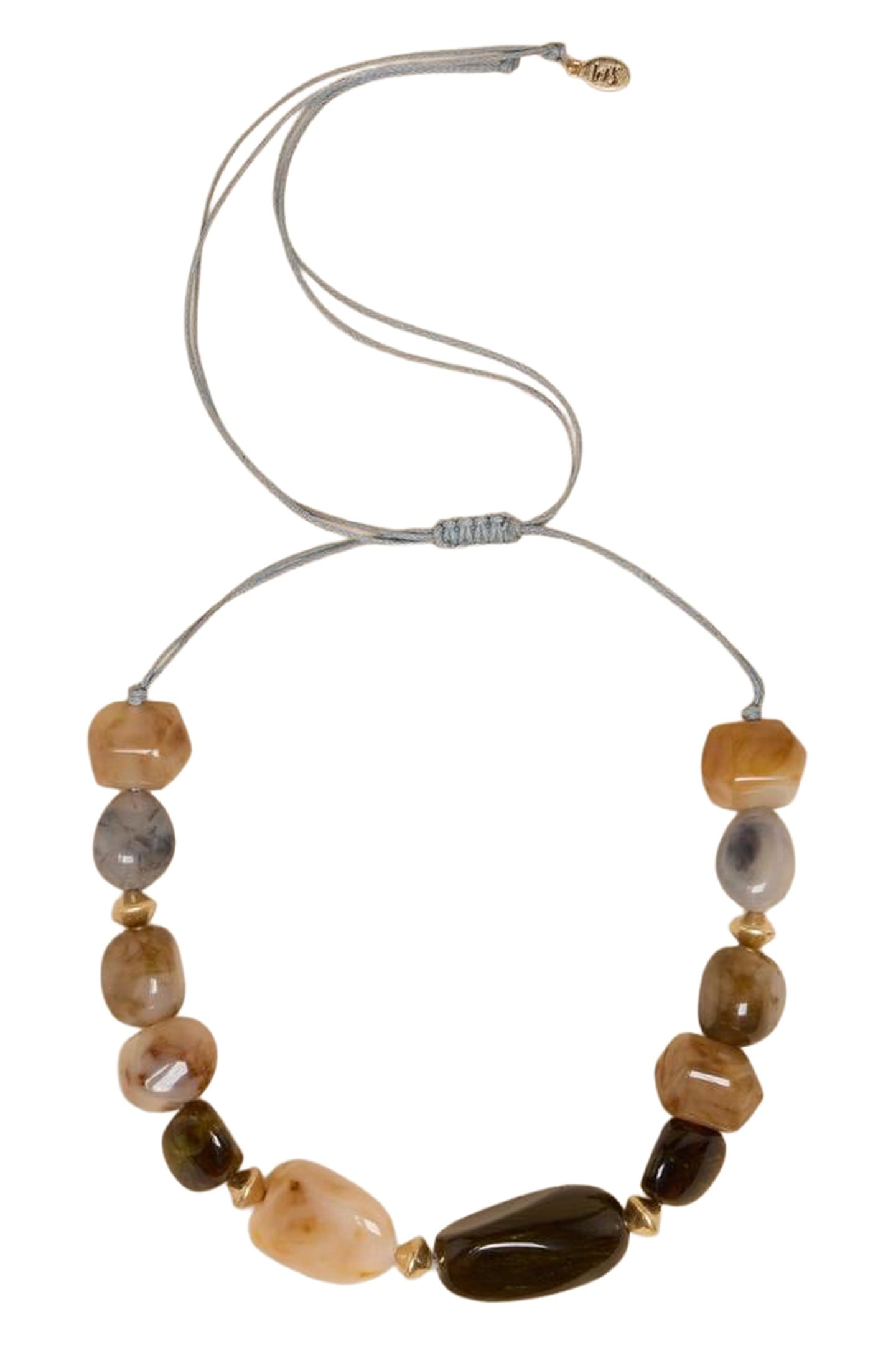 LENA RIBBON NECKLACE GREY MULTI 1