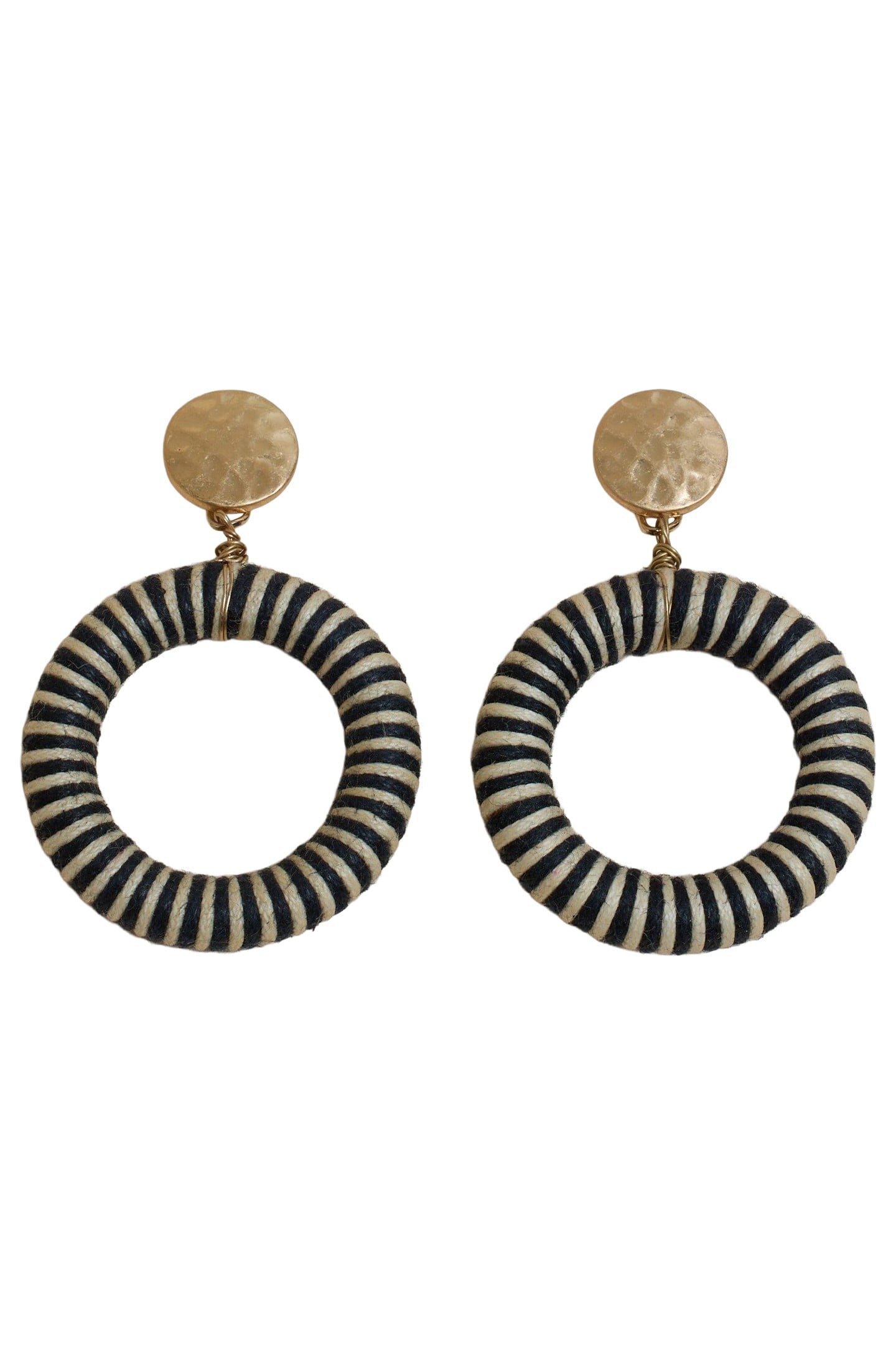 CORD WRAPPED DROP HOOP BLACK MULTI 2
