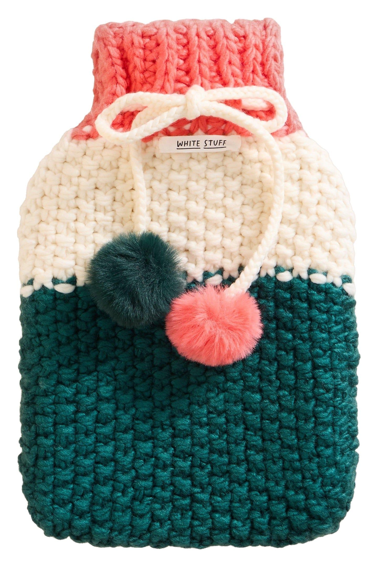 KNITTED HOT WATER BOTTLE WHITE MULTI 2