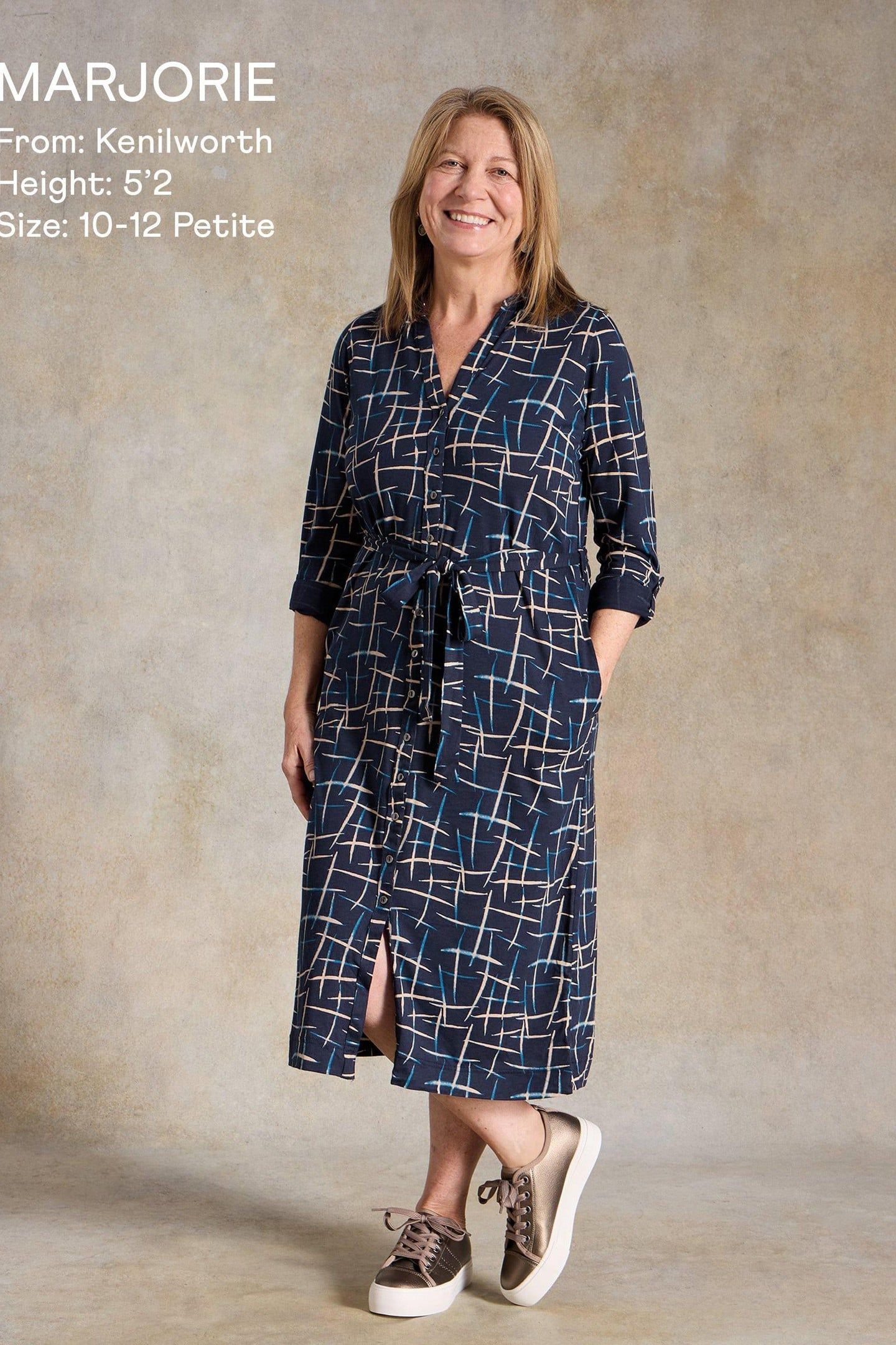 ANNIE JERSEY SHIRT DRESS NAVY PRINT 3