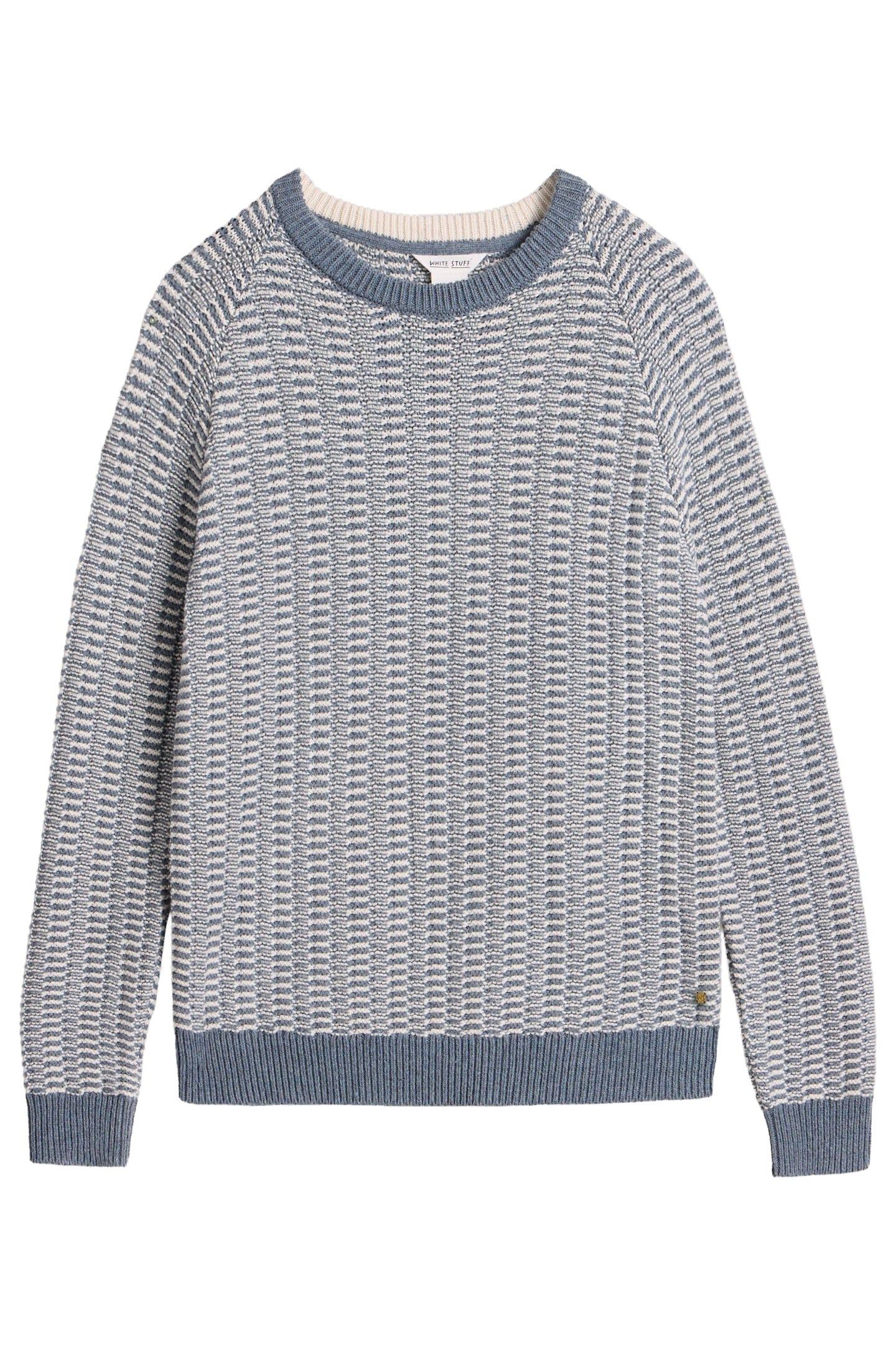 TEXTURED CREW NECK JUMPER BLUE MULTI 4