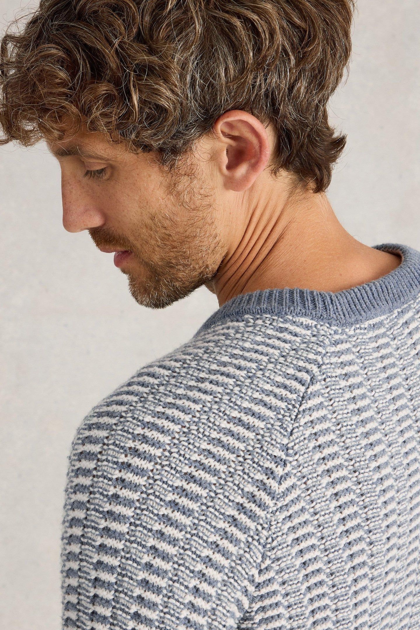 TEXTURED CREW NECK JUMPER BLUE MULTI 6