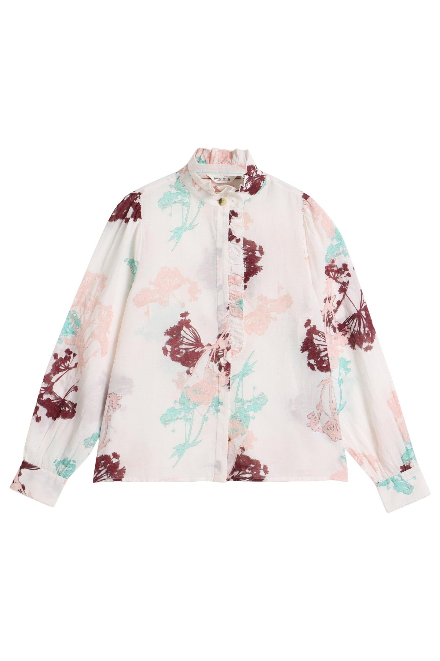 PAULINE FRILL NECK TOP IVORY MULTI 4