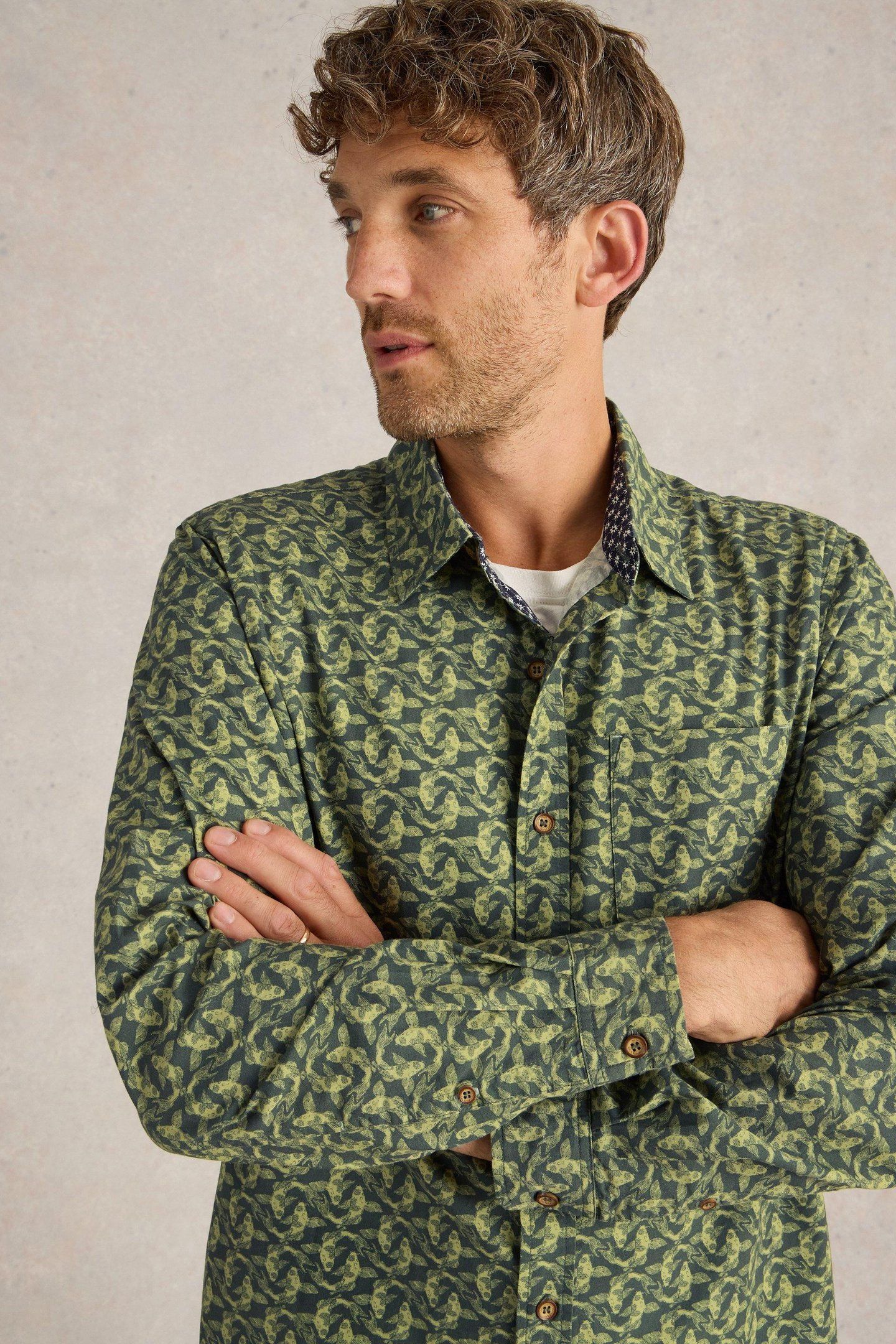 KOI FISH PRINTED SHIRT GREEN PRINT 6
