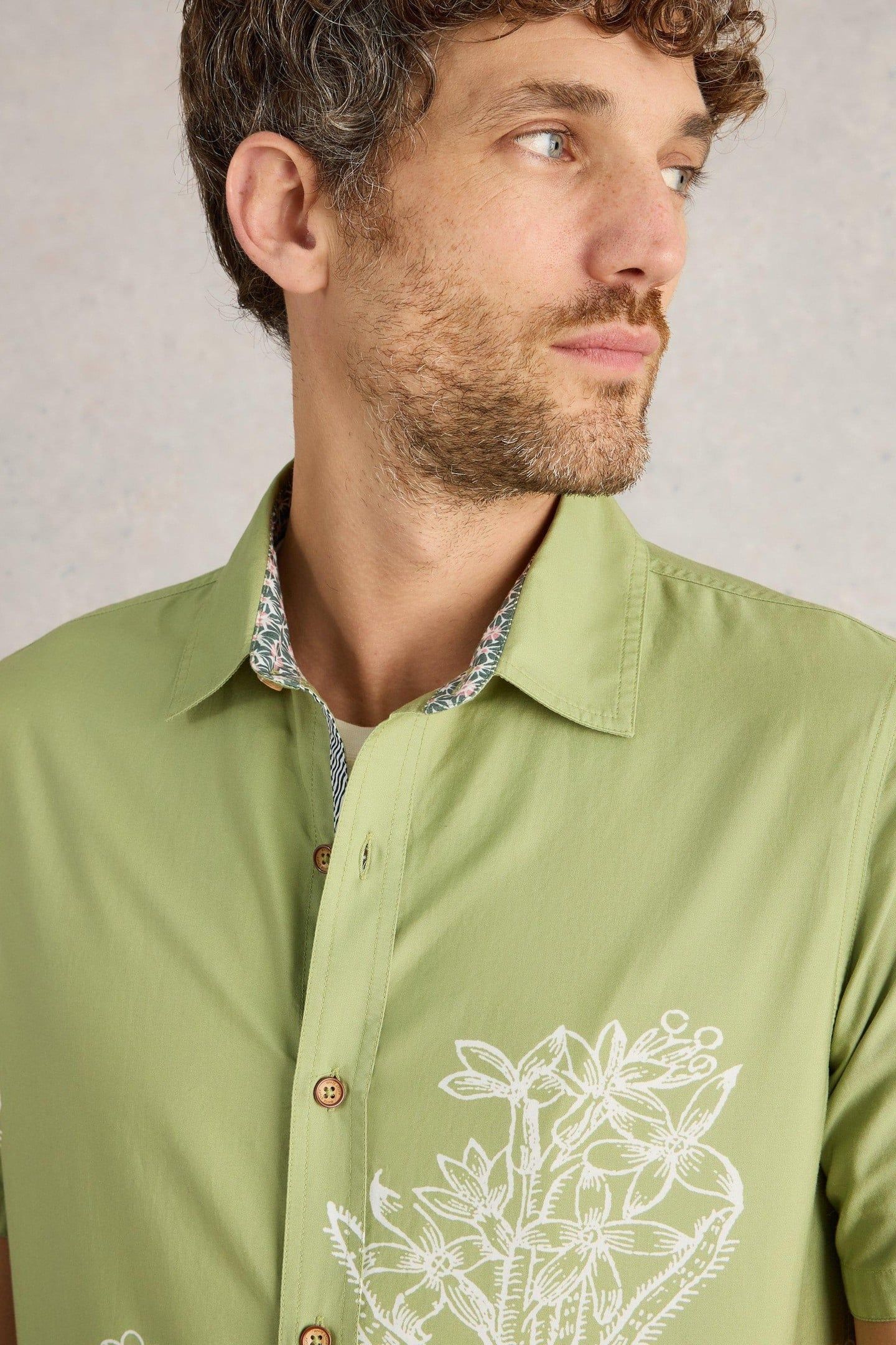 FLORAL BORDER SS PRINTED SHIRT GREEN PRINT 6