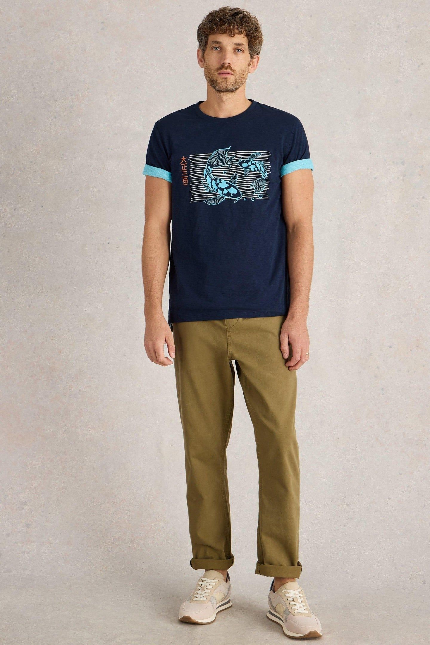 KOI FISH GRAPHIC TEE NAVY PRINT 3
