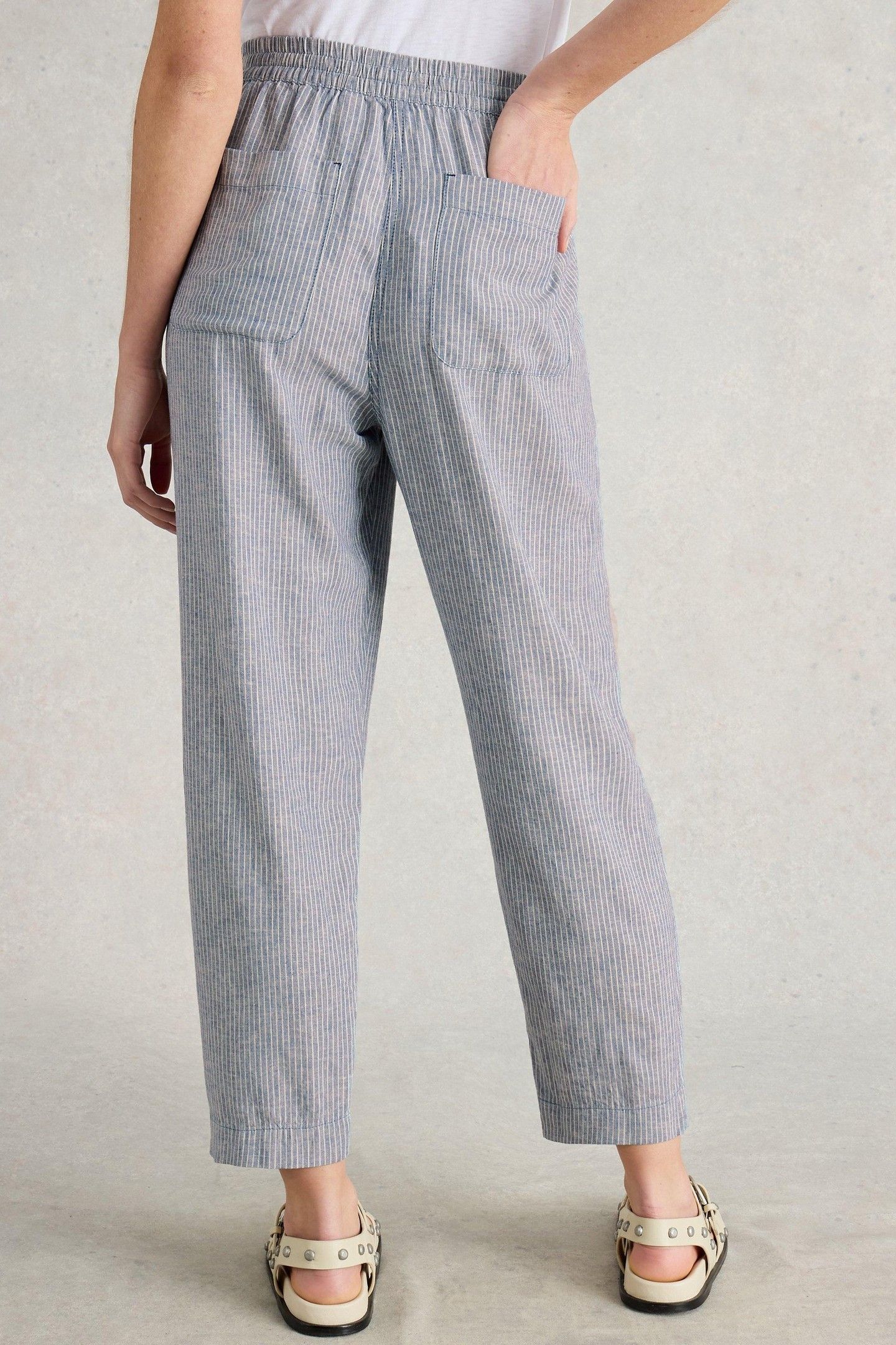 ELLE LINEN BLEND TROUSER BLUE MULTI 3