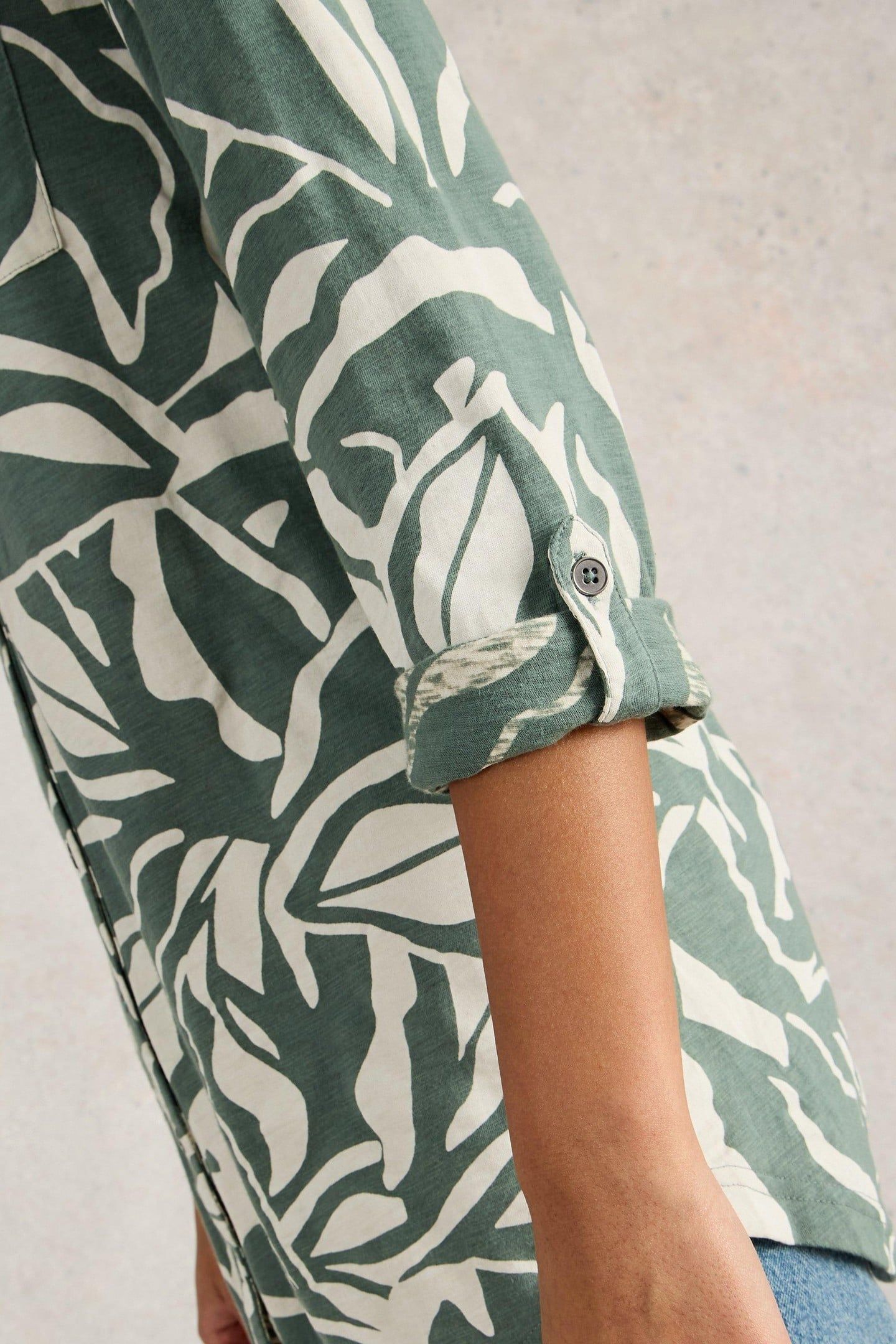 ANNIE LONGLINE SHIRT GREEN PRINT 6