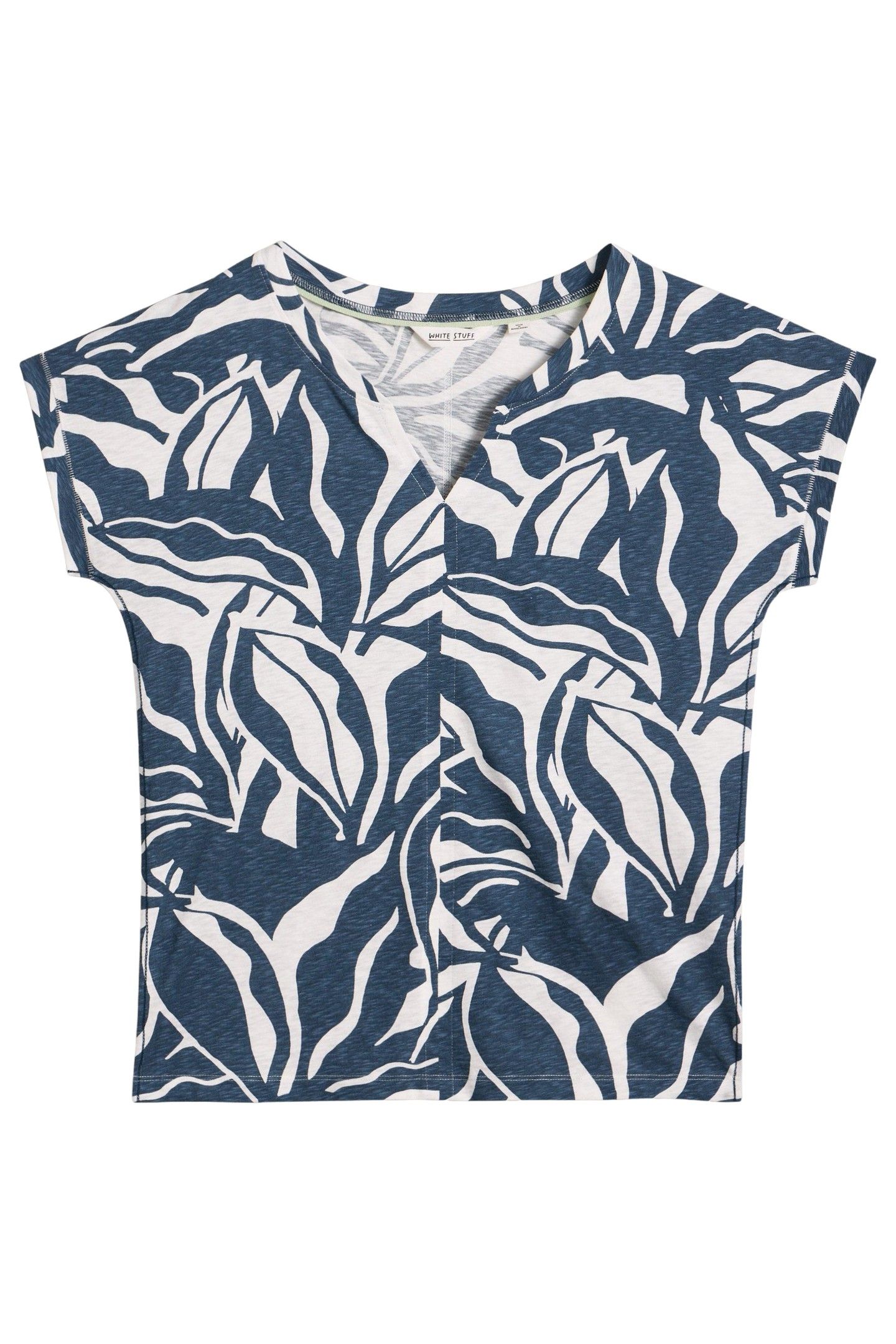 NELLY NOTCH NECK TEE NAVY PRINT 3