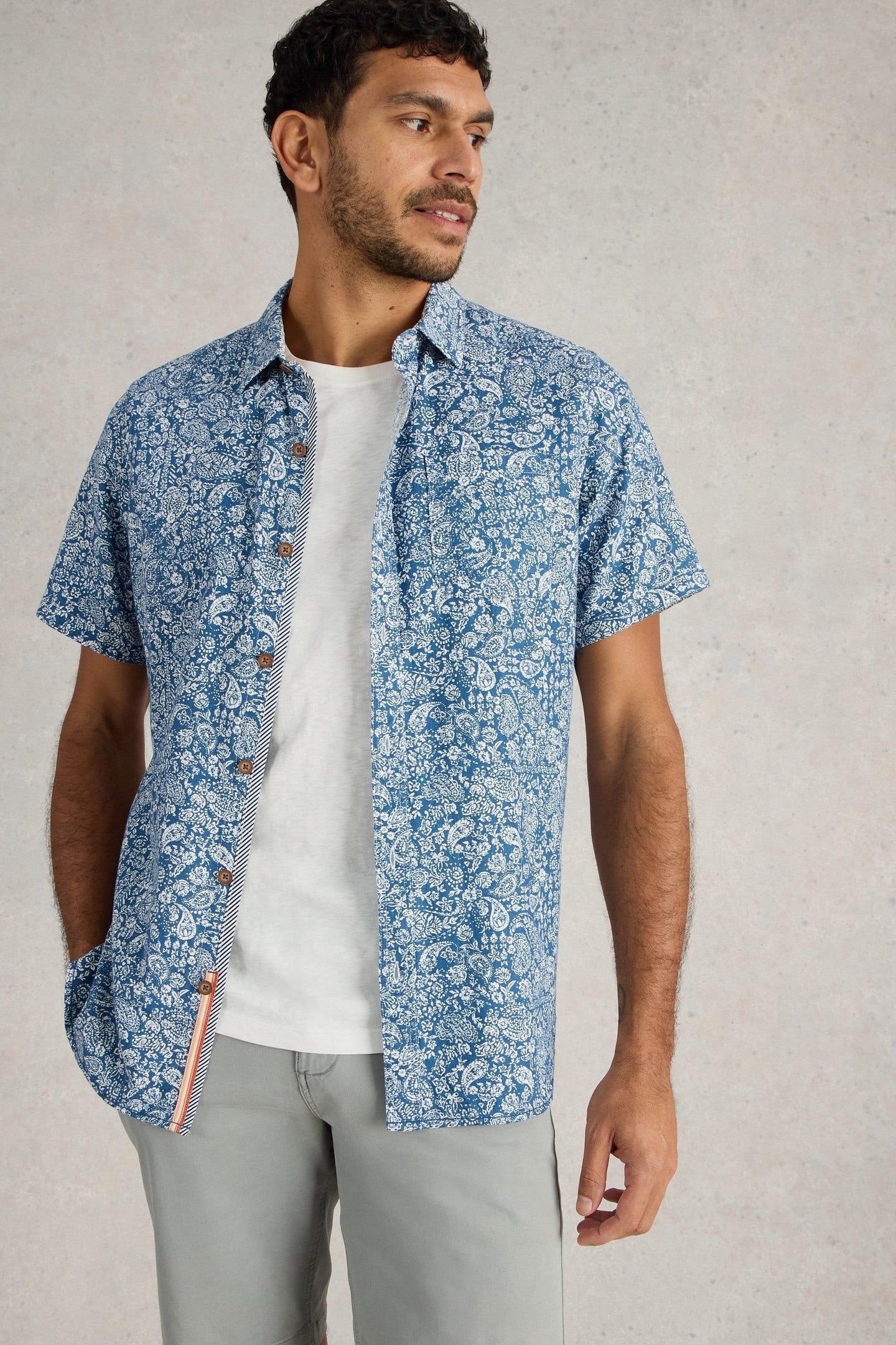 FINSBURY PAISLEY PRINTED SHIRT BLUE PRINT 1