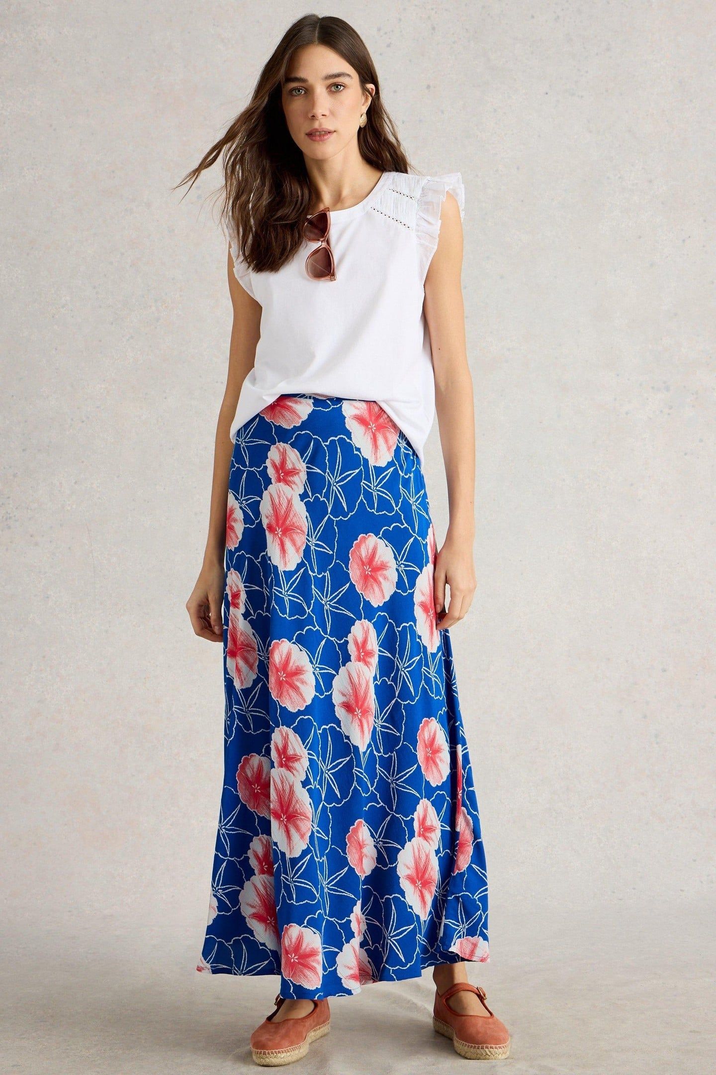 HOPE BIAS CUT MAXI SKIRT BLUE PRINT 2