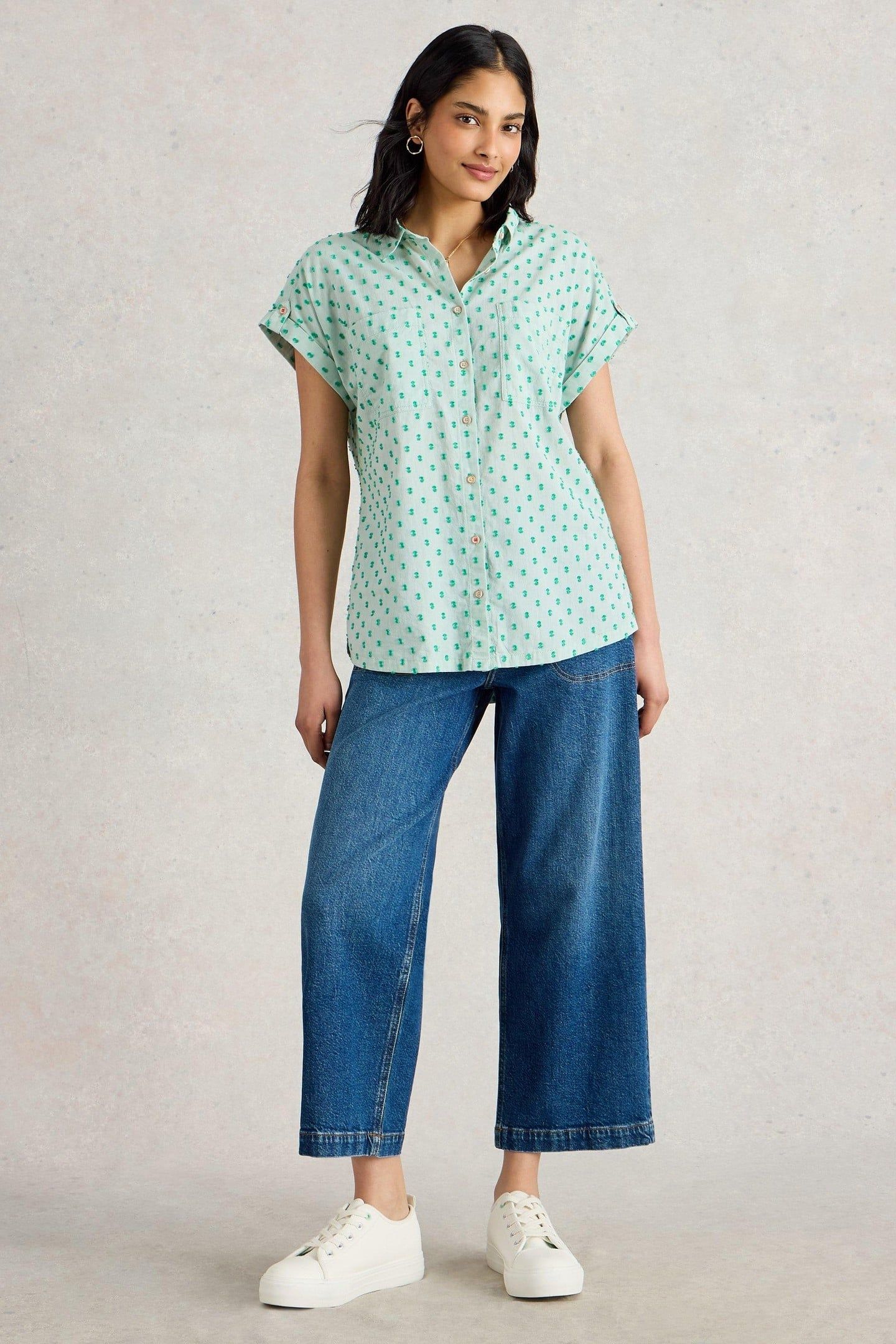 ELLIE ORGANIC COTTON SHIRT GREEN MULTI 2