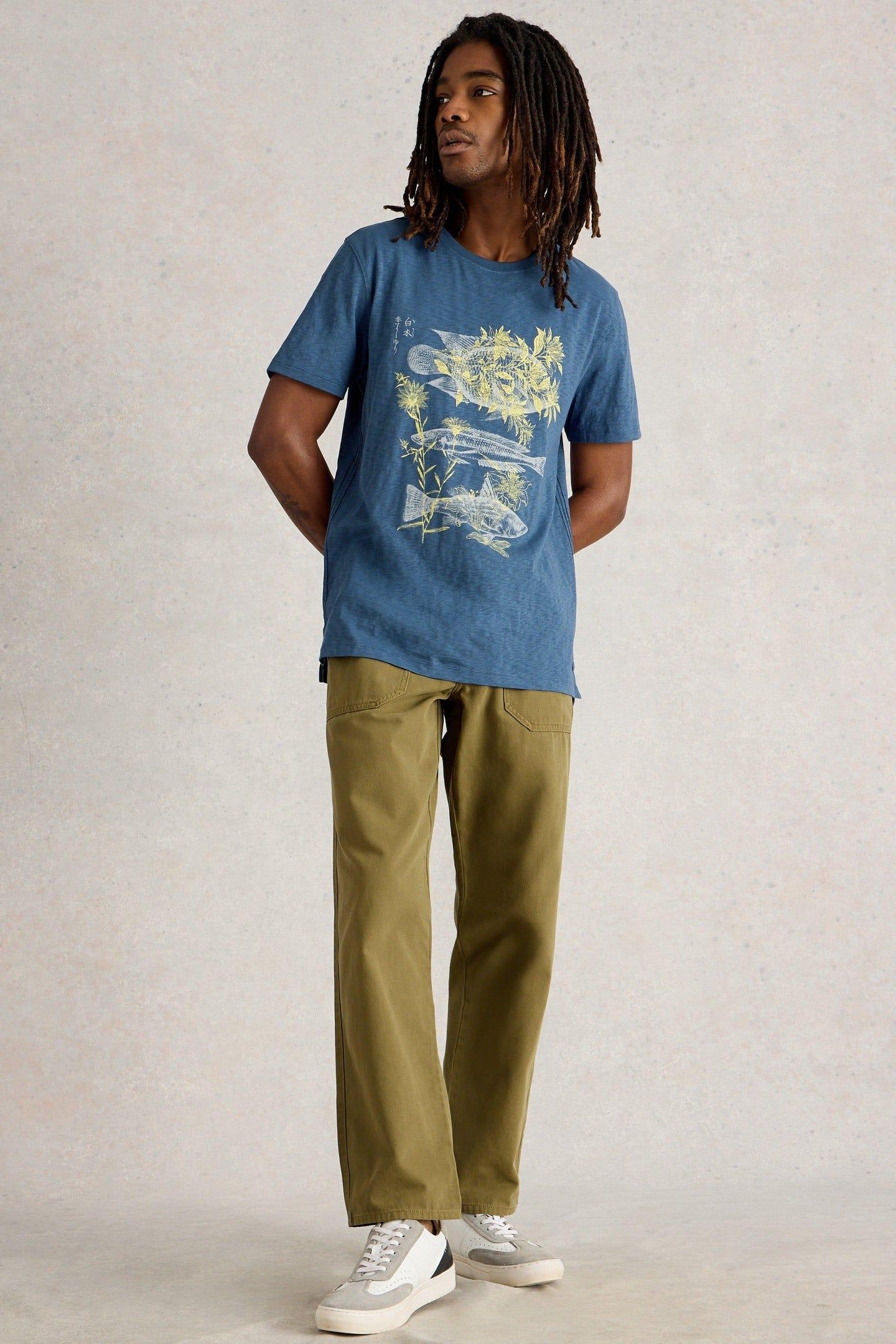 THREE FISHES GRAPHIC TEE BLUE PRINT 2