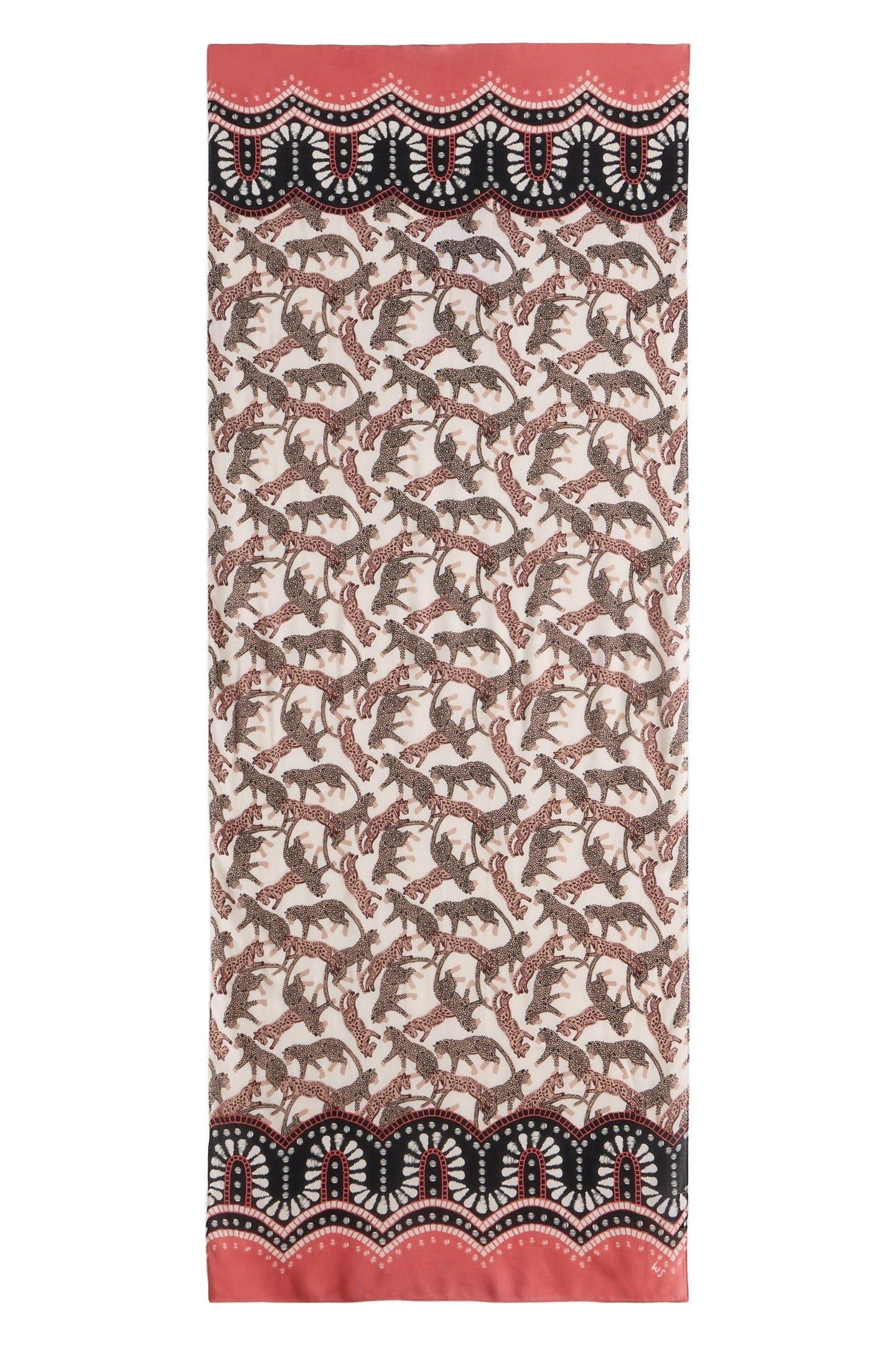 LUCINDA LEOPARD BORDER SCARF NATURAL MULTI 1