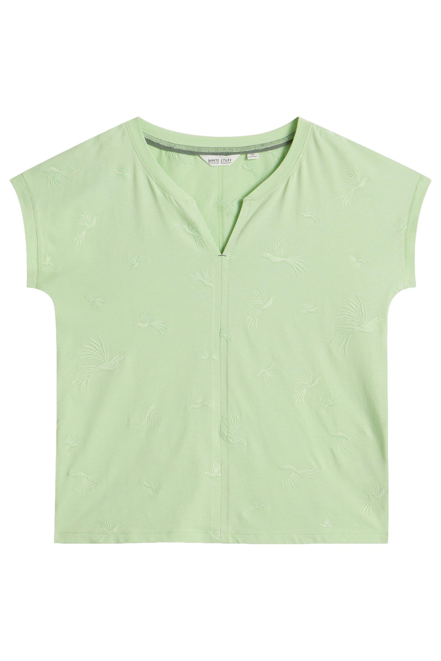 NELLY NOTCH EMBROIDERED TEE LIGHT GREEN 4