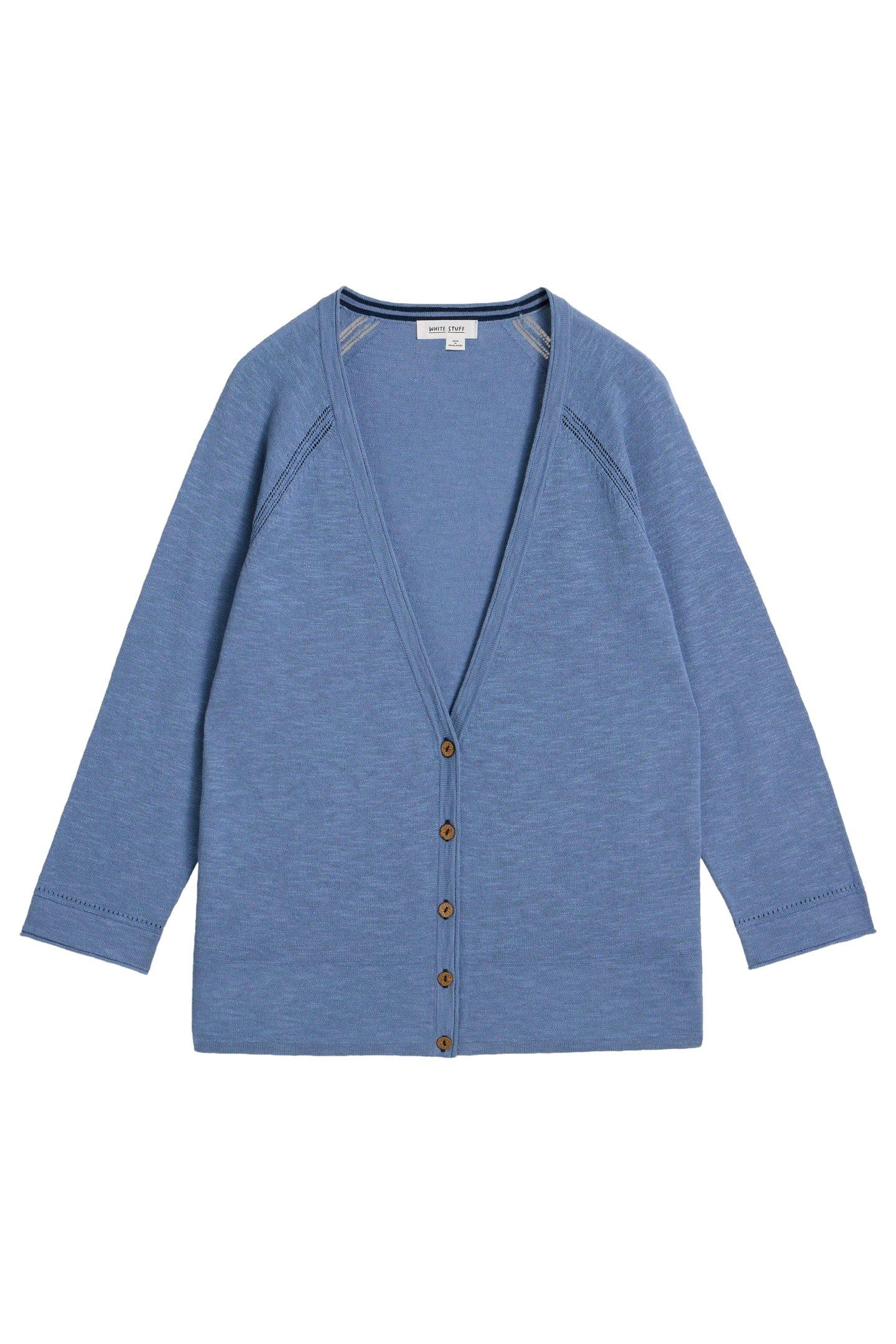 NARIA LINEN BLEND CARDI MID BLUE 3