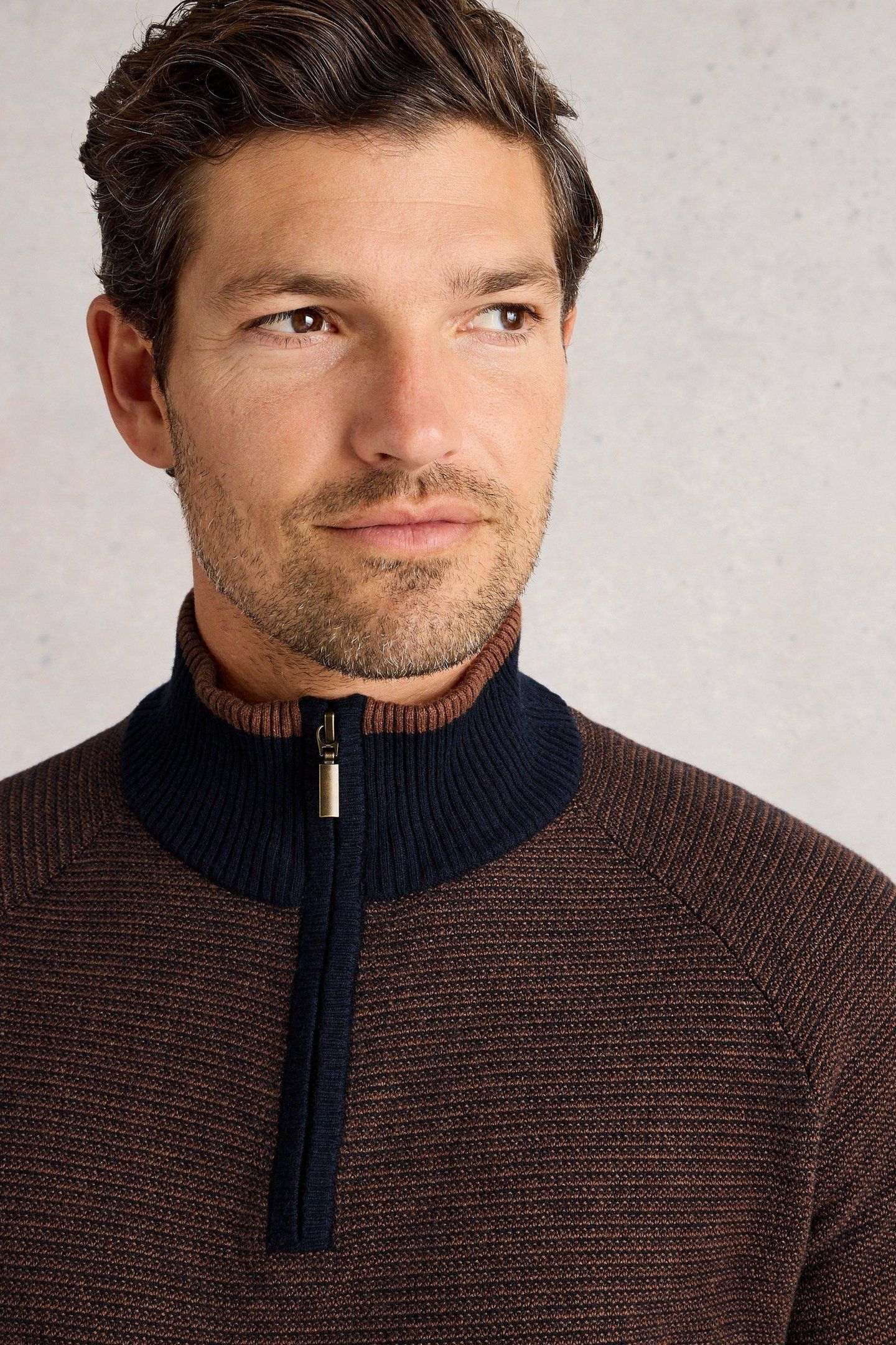 NEWPORT MERINO JACQUARD FUNNEL BROWN MULTI 5