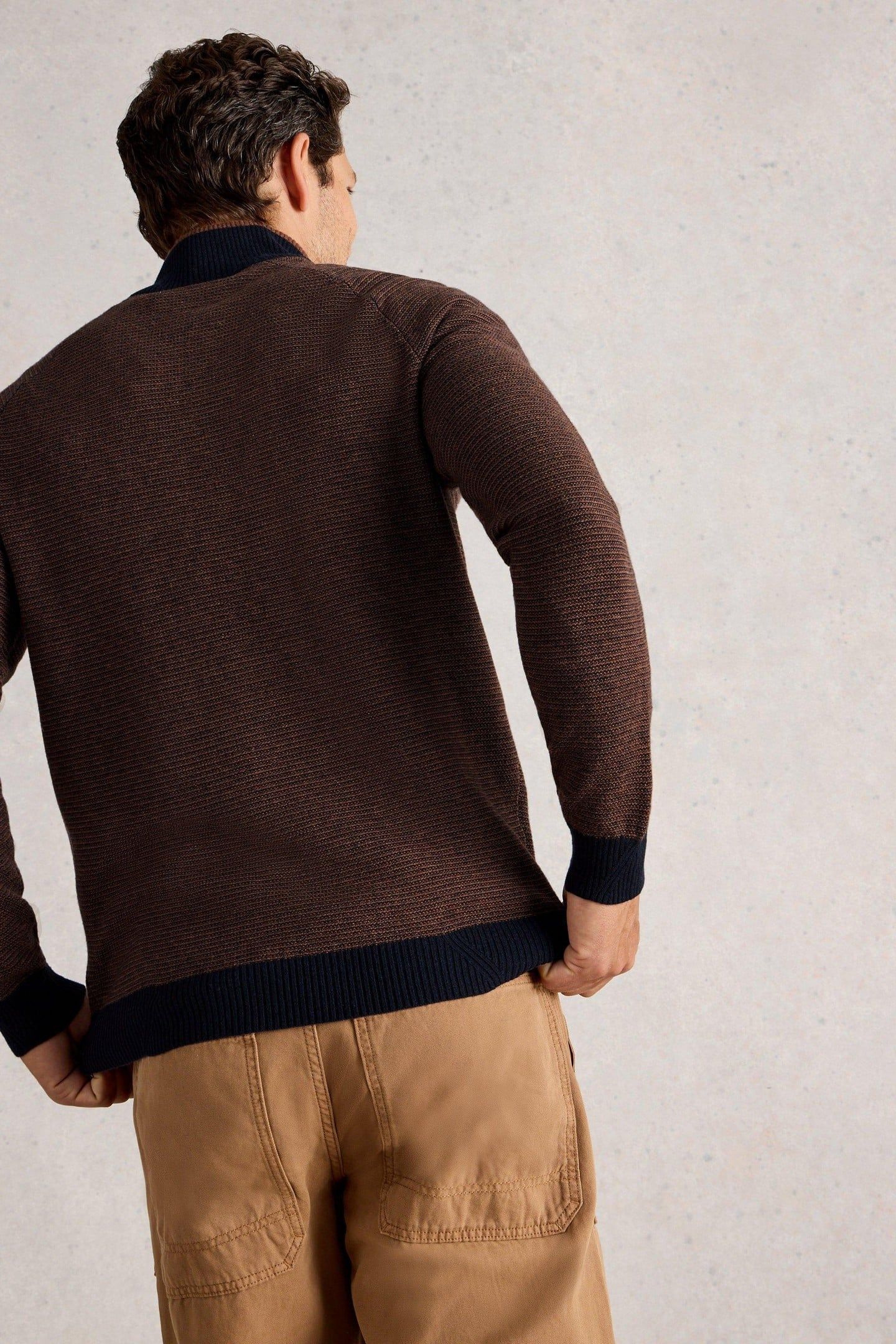 NEWPORT MERINO JACQUARD FUNNEL BROWN MULTI 2