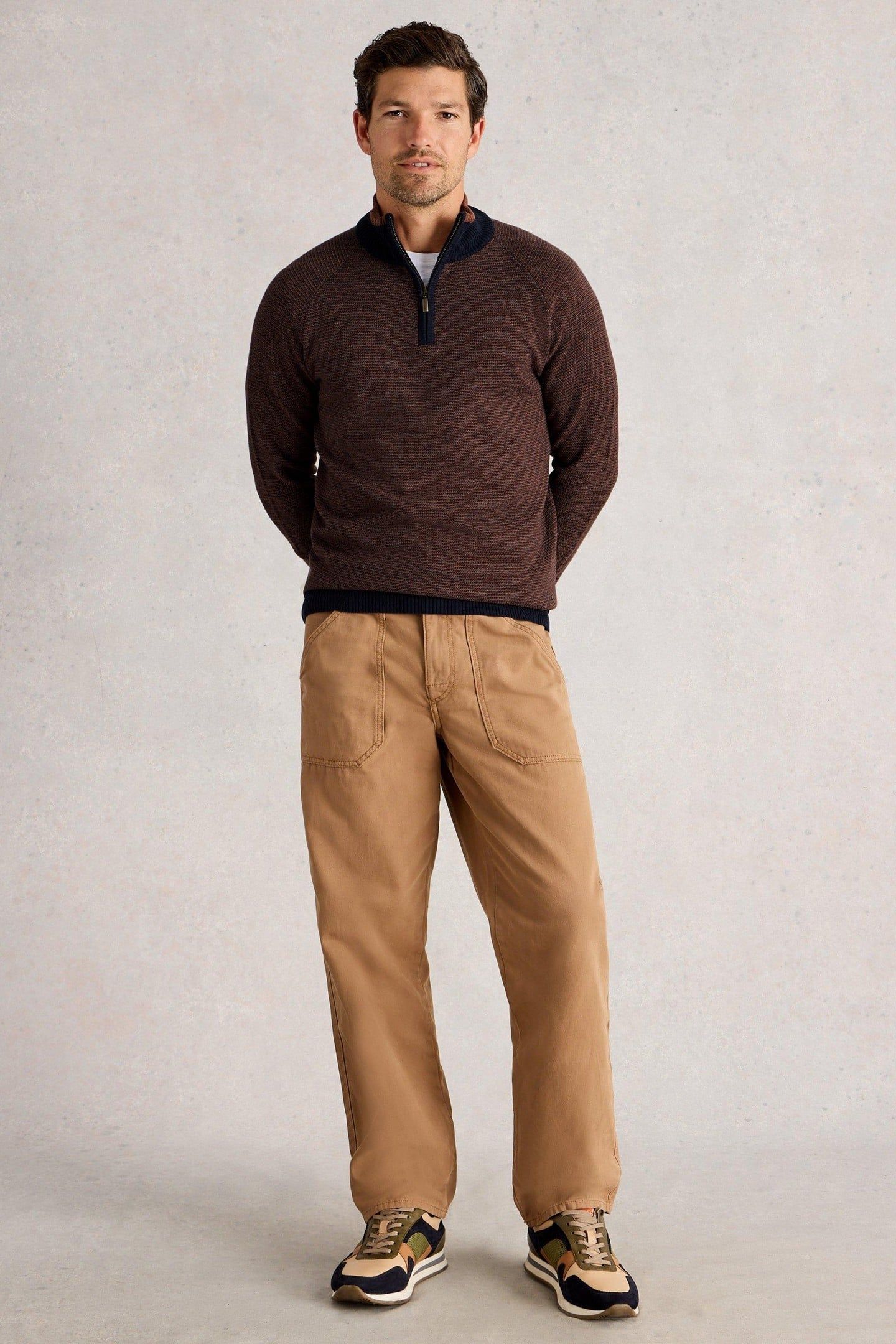 NEWPORT MERINO JACQUARD FUNNEL BROWN MULTI 1