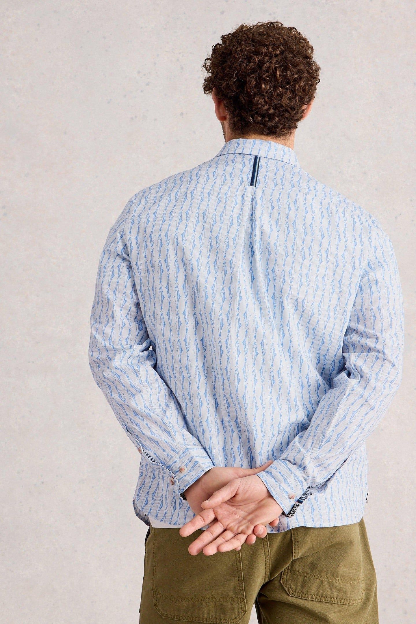 SALCOMBE FISH STRIPE SHIRT BLUE PRINT 2