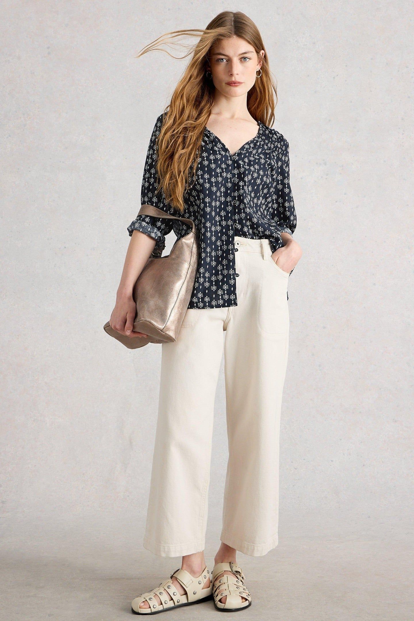 RAE ORGANIC COTTON TOP NAVY PRINT 1
