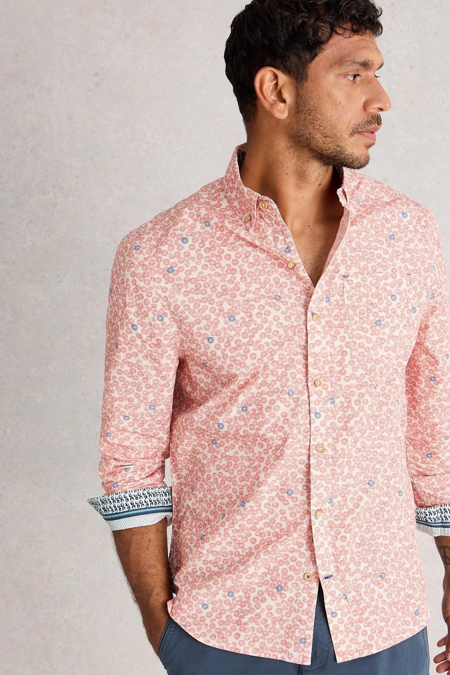FINSBURY DANDY PRINT SHIRT LIGHT PINK 1