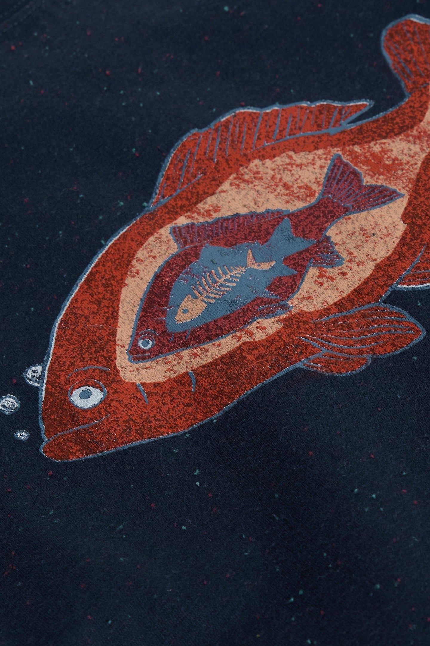 ABERSOCH GRAPHIC NEP FISH NAVY PRINT 4