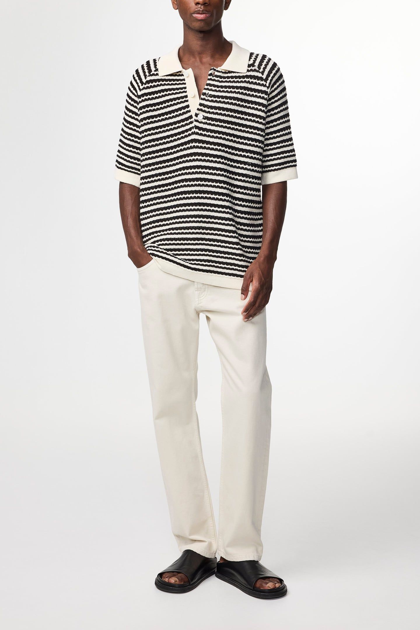 BRETT SS POLO 6686 BLACK STRIPE 1