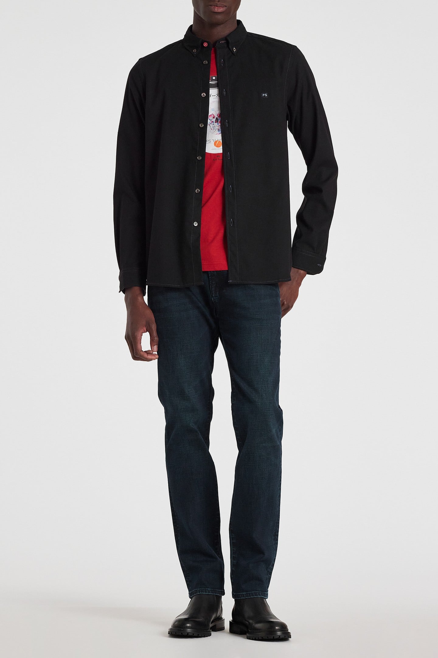 MENS SLIM STANDARD FIT JEAN OVER DYED NAVY + WASH 3