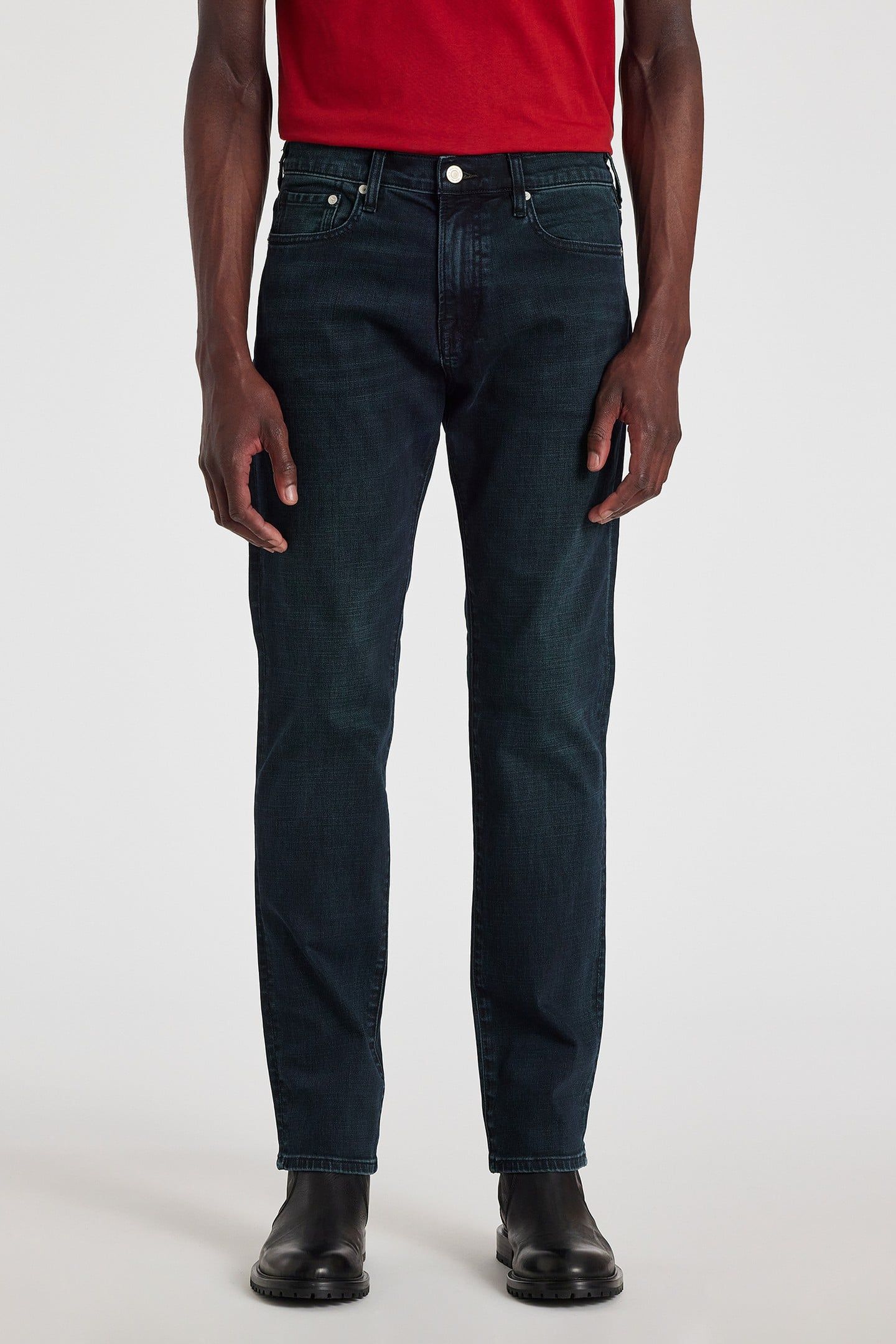 MENS SLIM STANDARD FIT JEAN OVER DYED NAVY + WASH 1